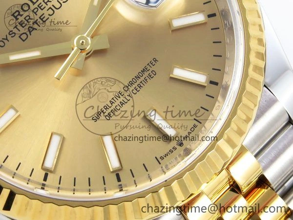 DateJust 36 126233 Clean 1:1 Best Edition 904L Steel YG Stick Dial on SS YG Jubilee Bracelet VR3235