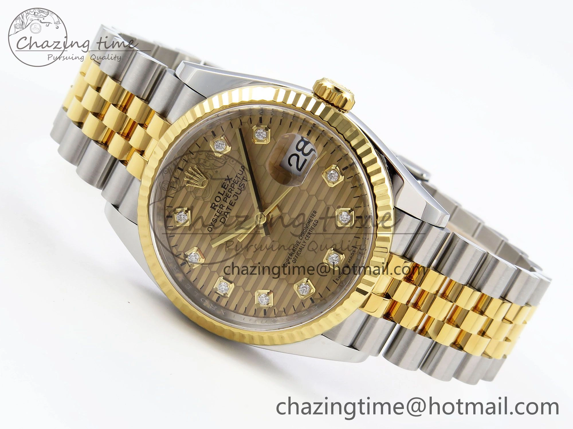 DateJust 36 126233 Clean 1:1 Best Edition 904L Steel YG Textured Diamonds Dial on SS YG Jubilee Bracelet VR3235