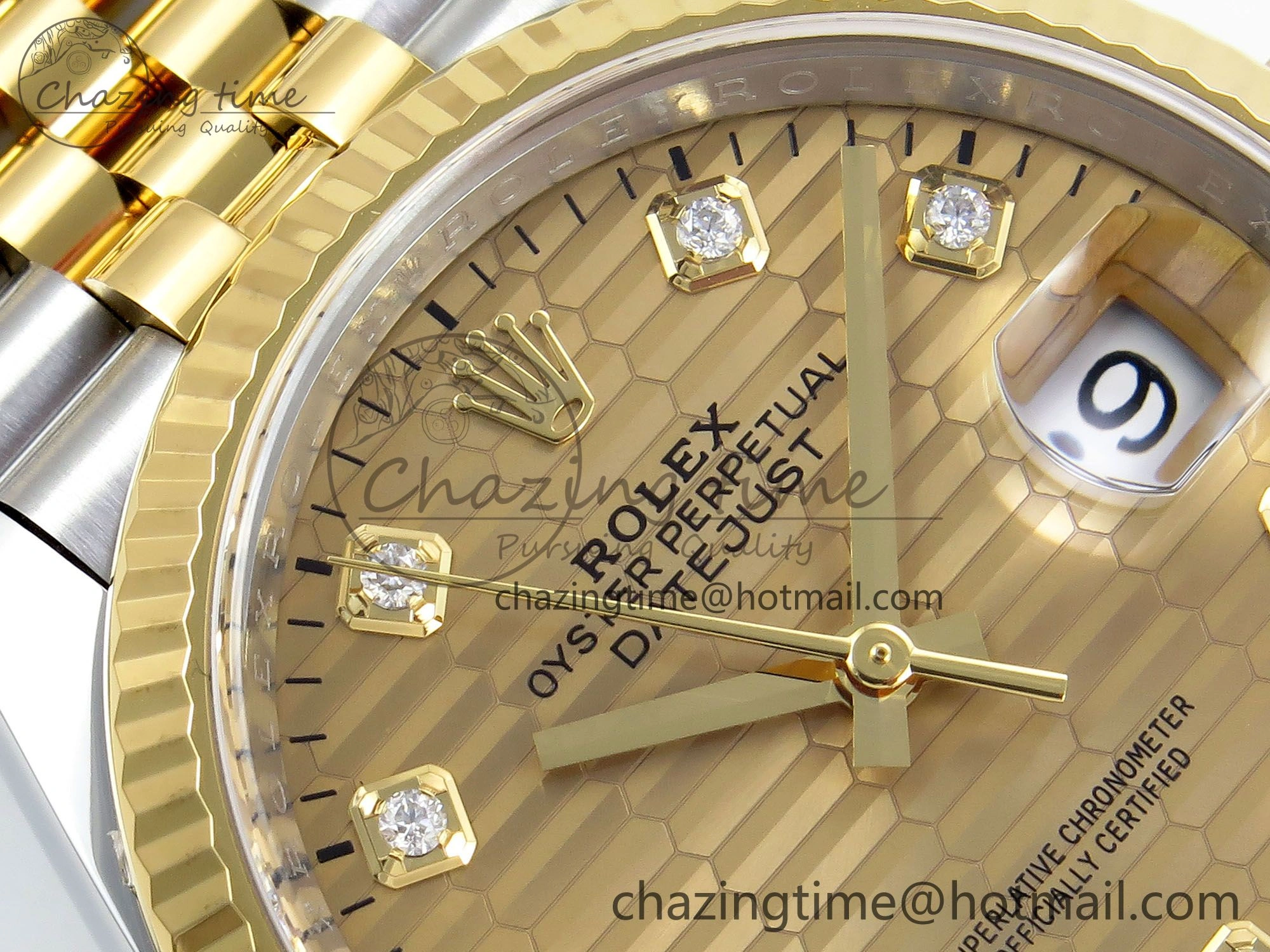 DateJust 36 126233 Clean 1:1 Best Edition 904L Steel YG Textured Diamonds Dial on SS YG Jubilee Bracelet VR3235
