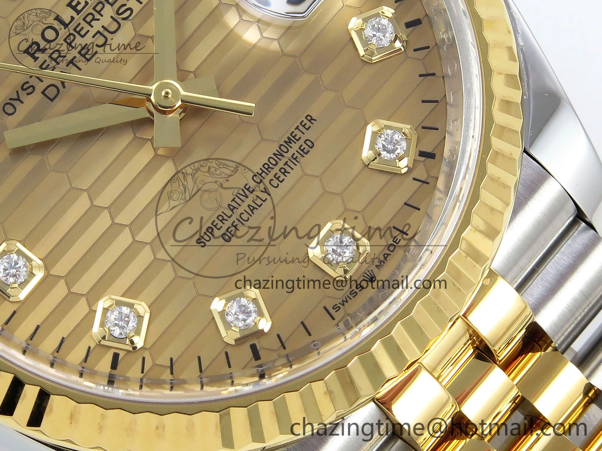 DateJust 36 126233 Clean 1:1 Best Edition 904L Steel YG Textured Diamonds Dial on SS YG Jubilee Bracelet VR3235