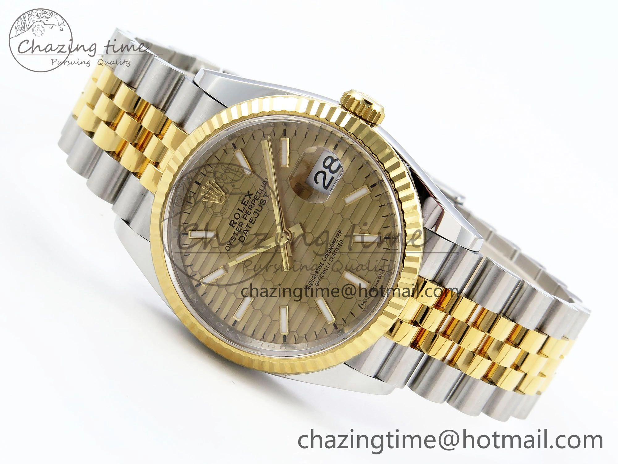 DateJust 36 126233 Clean 1:1 Best Edition 904L Steel YG Textured Stick Dial on SS YG Jubilee Bracelet VR3235