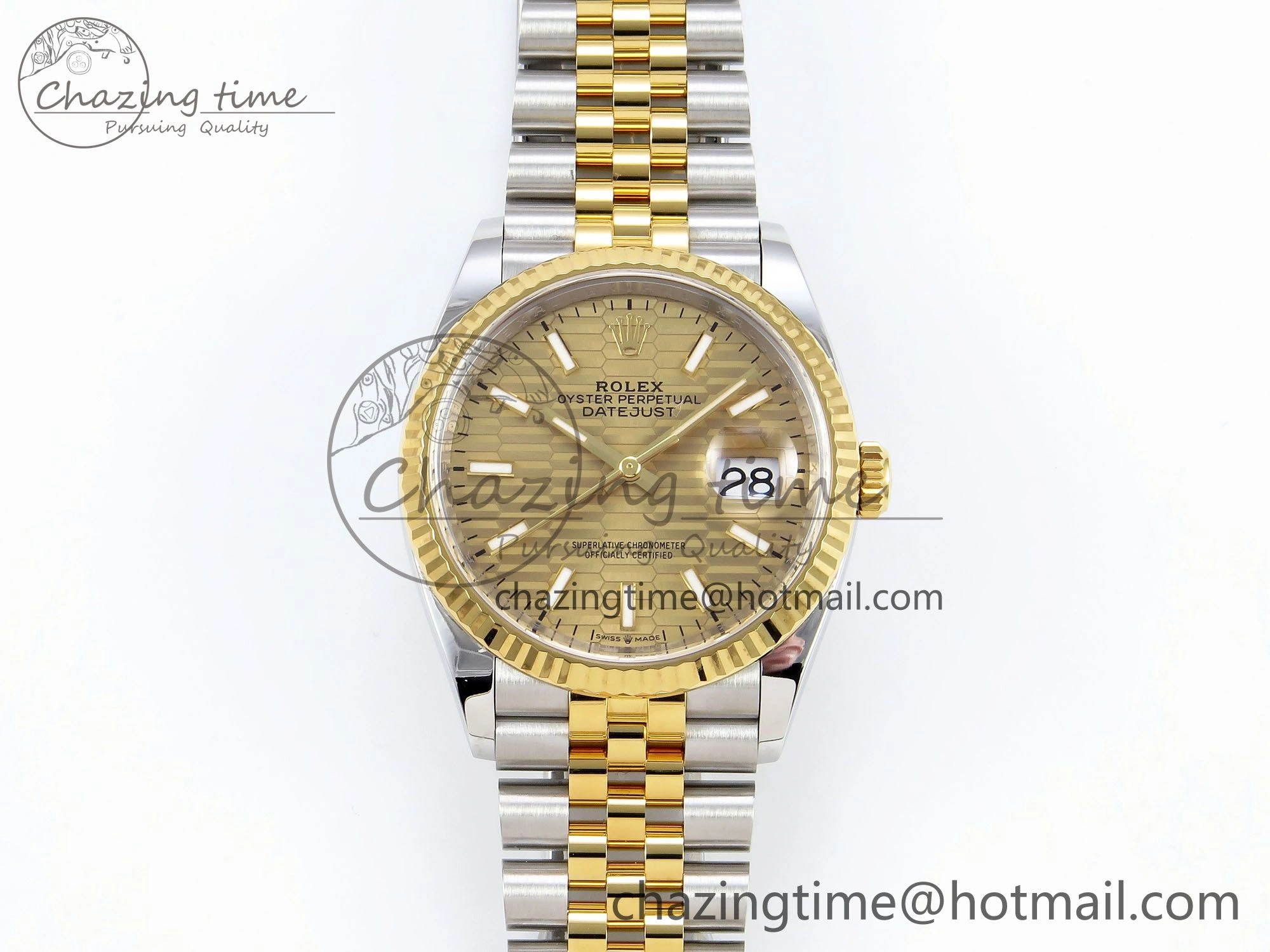 DateJust 36 126233 Clean 1:1 Best Edition 904L Steel YG Textured Stick Dial on SS YG Jubilee Bracelet VR3235