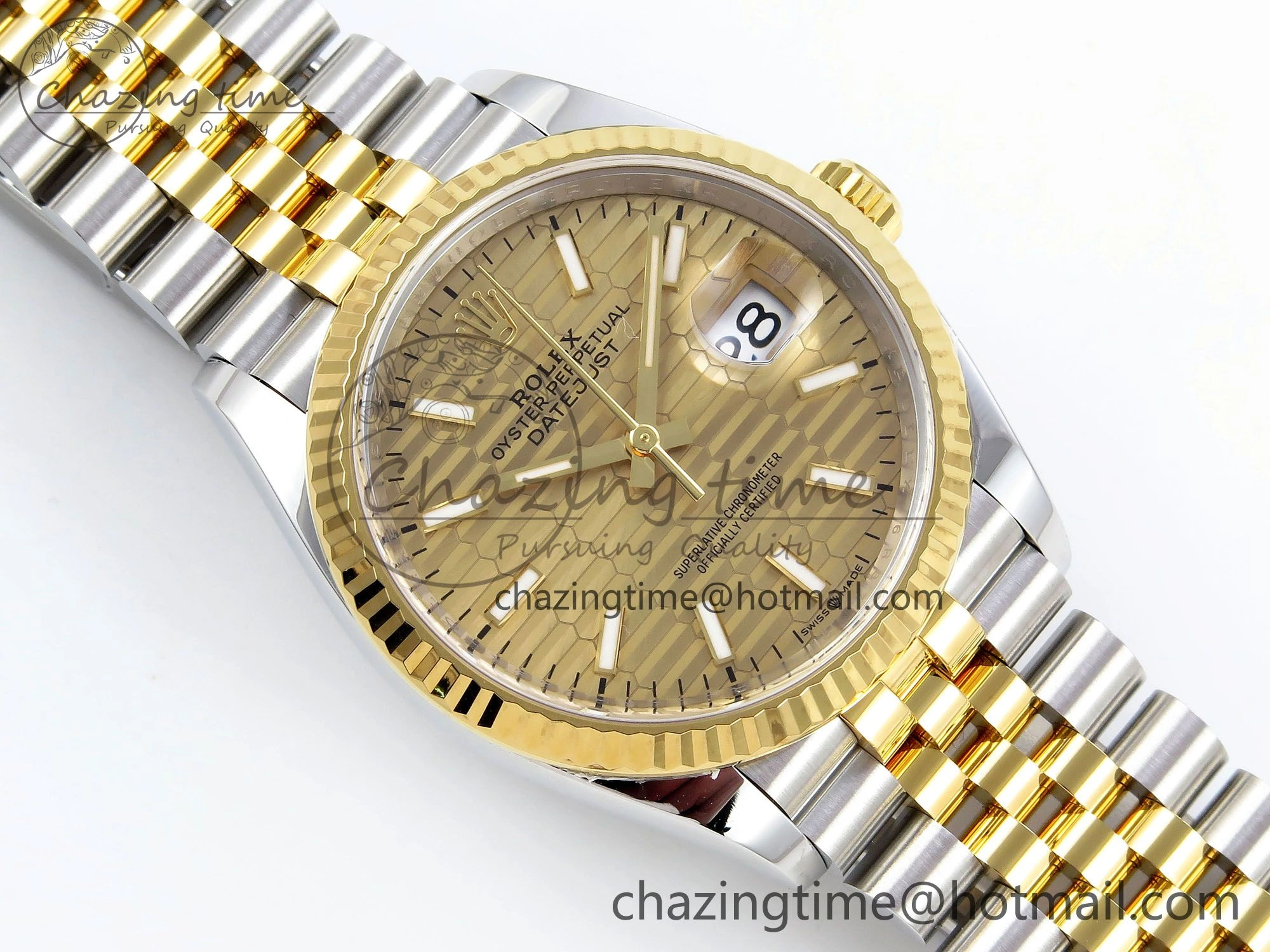 DateJust 36 126233 Clean 1:1 Best Edition 904L Steel YG Textured Stick Dial on SS YG Jubilee Bracelet VR3235