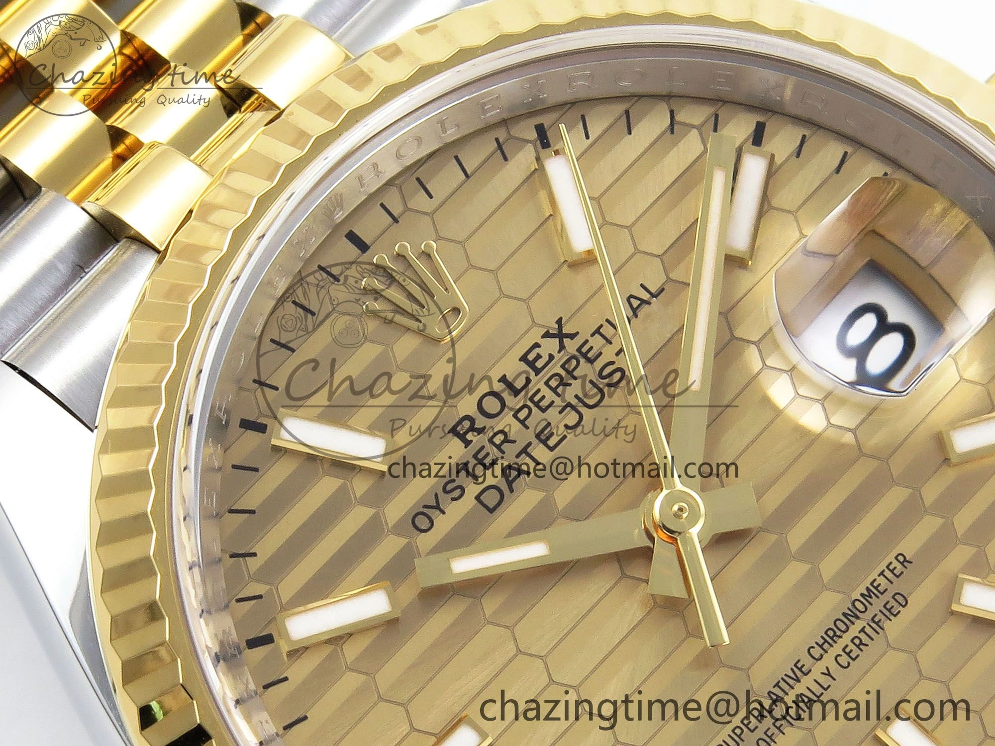 DateJust 36 126233 Clean 1:1 Best Edition 904L Steel YG Textured Stick Dial on SS YG Jubilee Bracelet VR3235