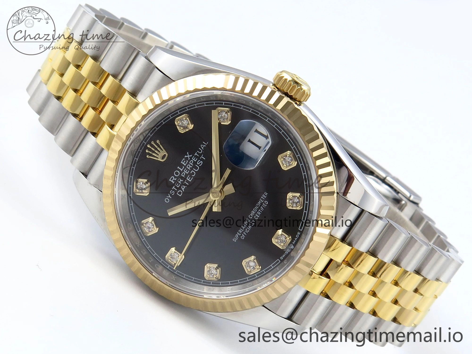 DateJust 36 126233 EWEF Best Edition Black Diamonds Dial on SS YG Jubilee Bracelet A3235