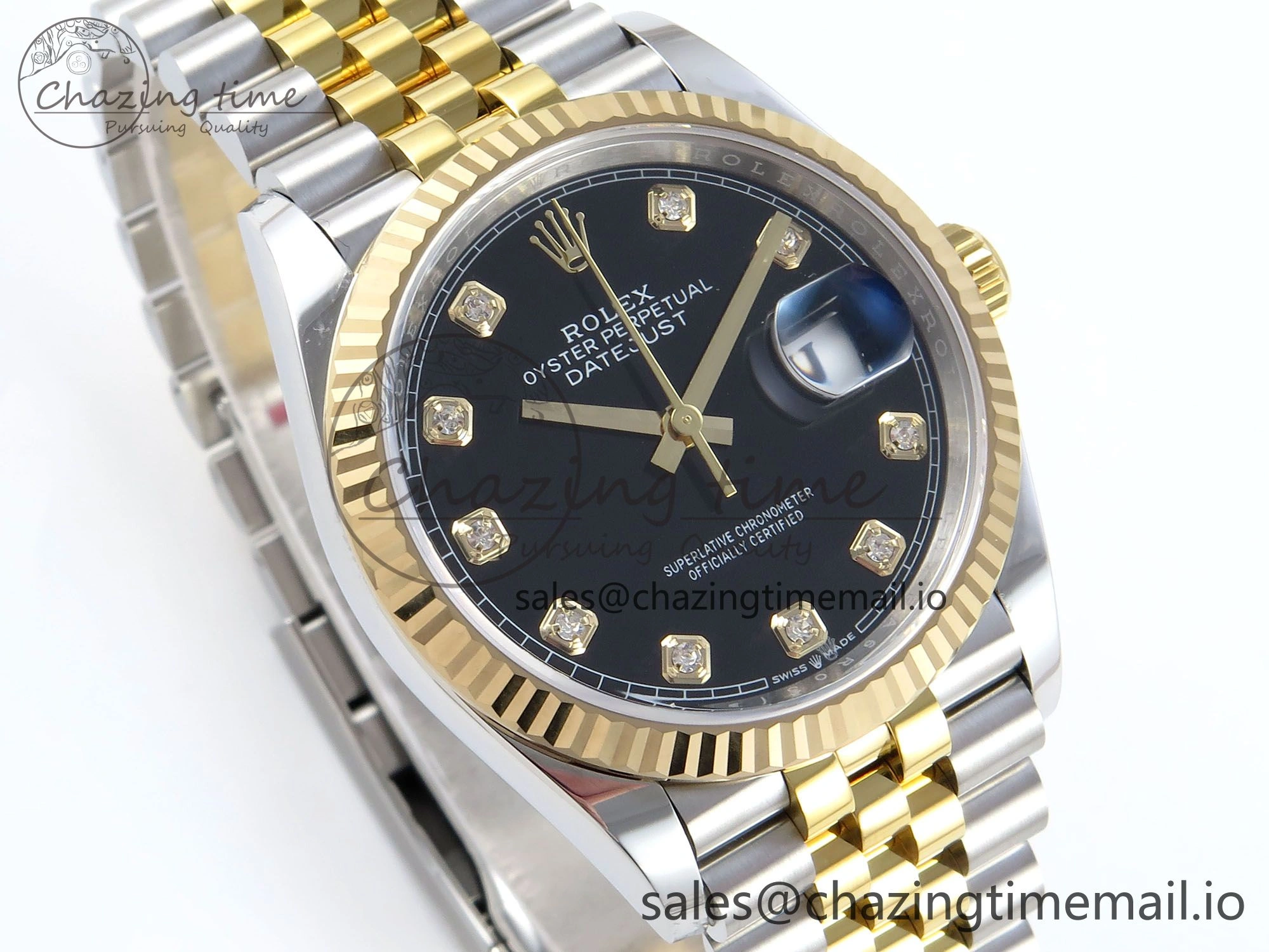 DateJust 36 126233 EWEF Best Edition Black Diamonds Dial on SS YG Jubilee Bracelet A3235
