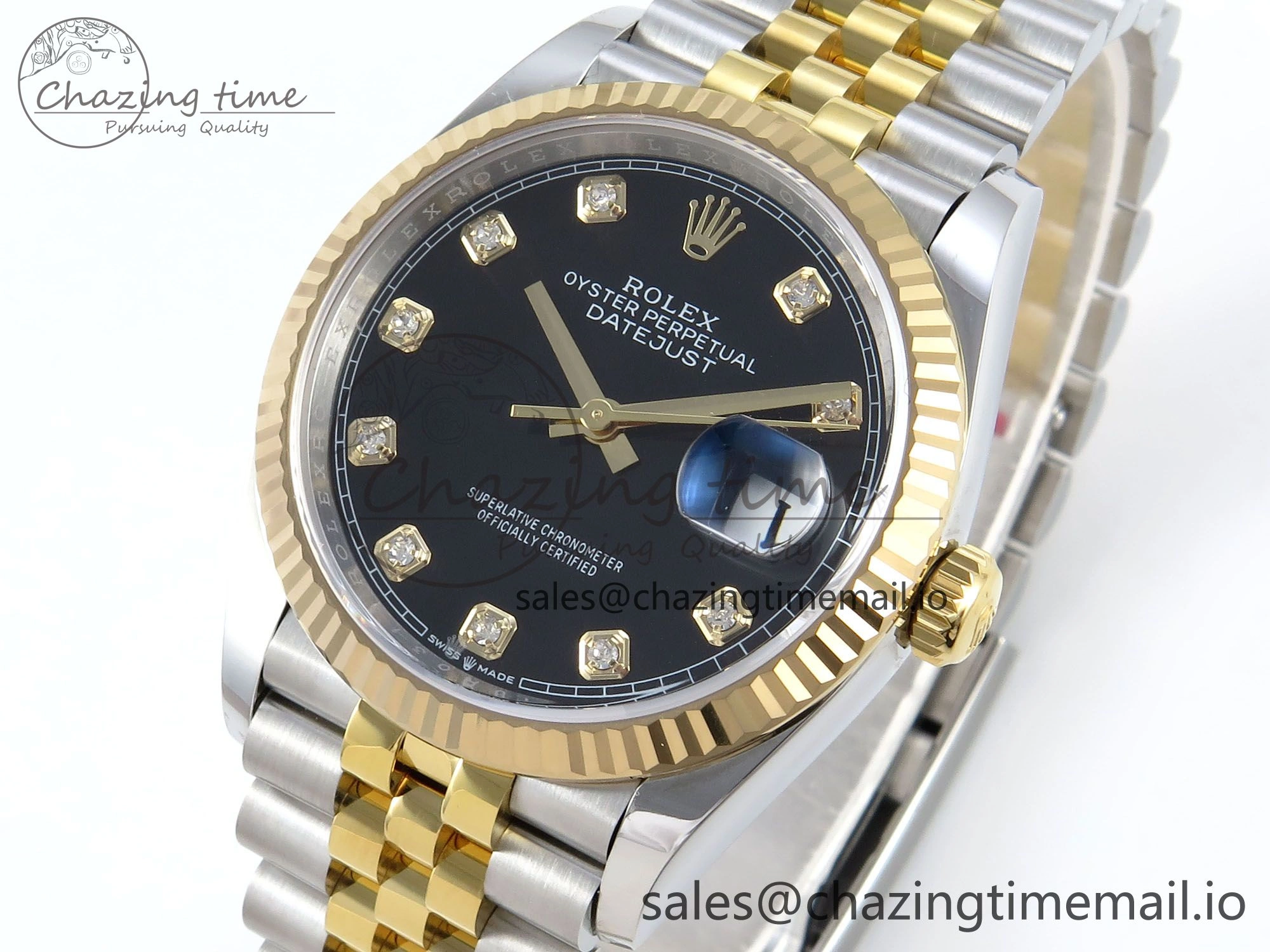 DateJust 36 126233 EWEF Best Edition Black Diamonds Dial on SS YG Jubilee Bracelet A3235