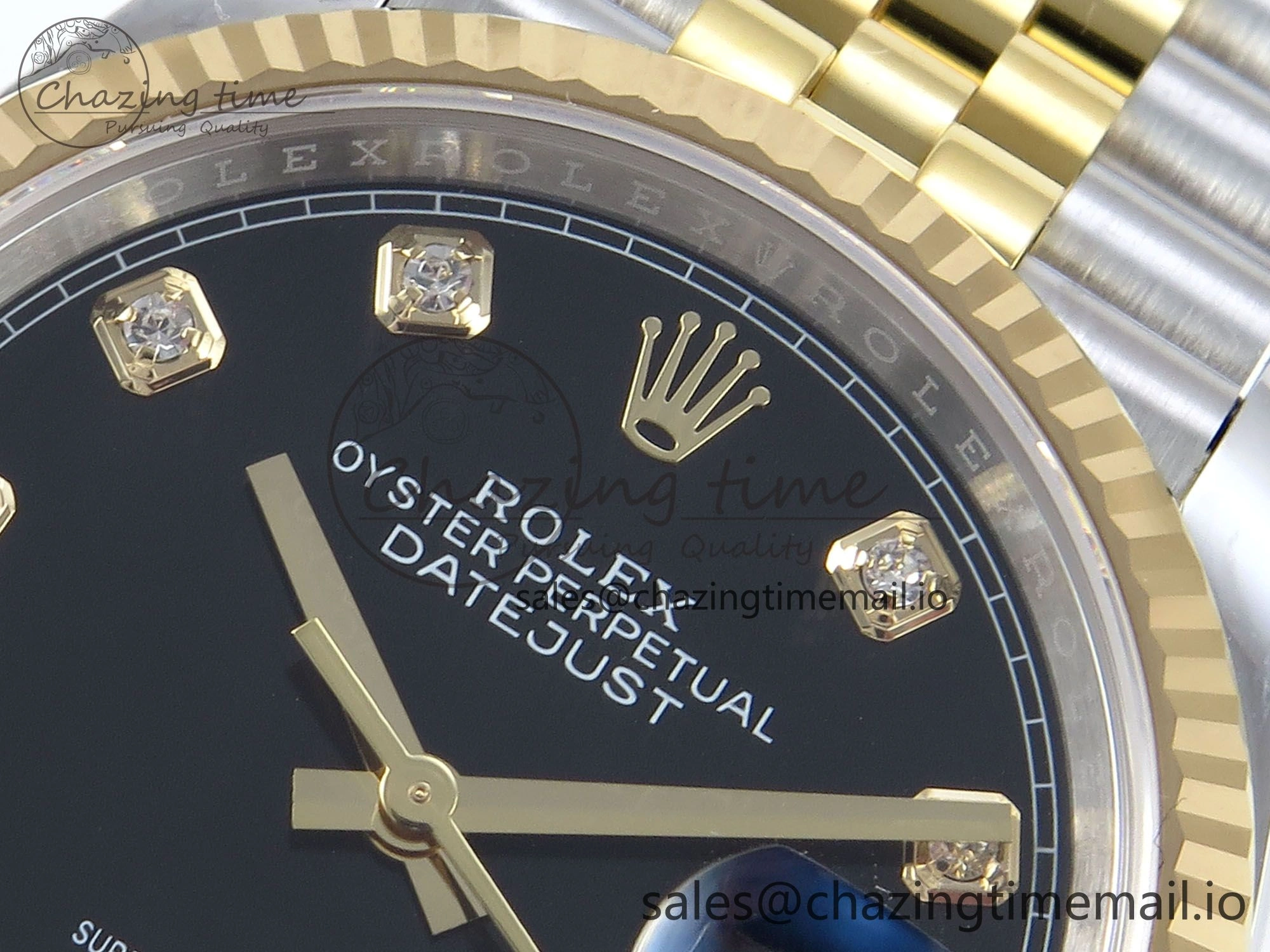 DateJust 36 126233 EWEF Best Edition Black Diamonds Dial on SS YG Jubilee Bracelet A3235