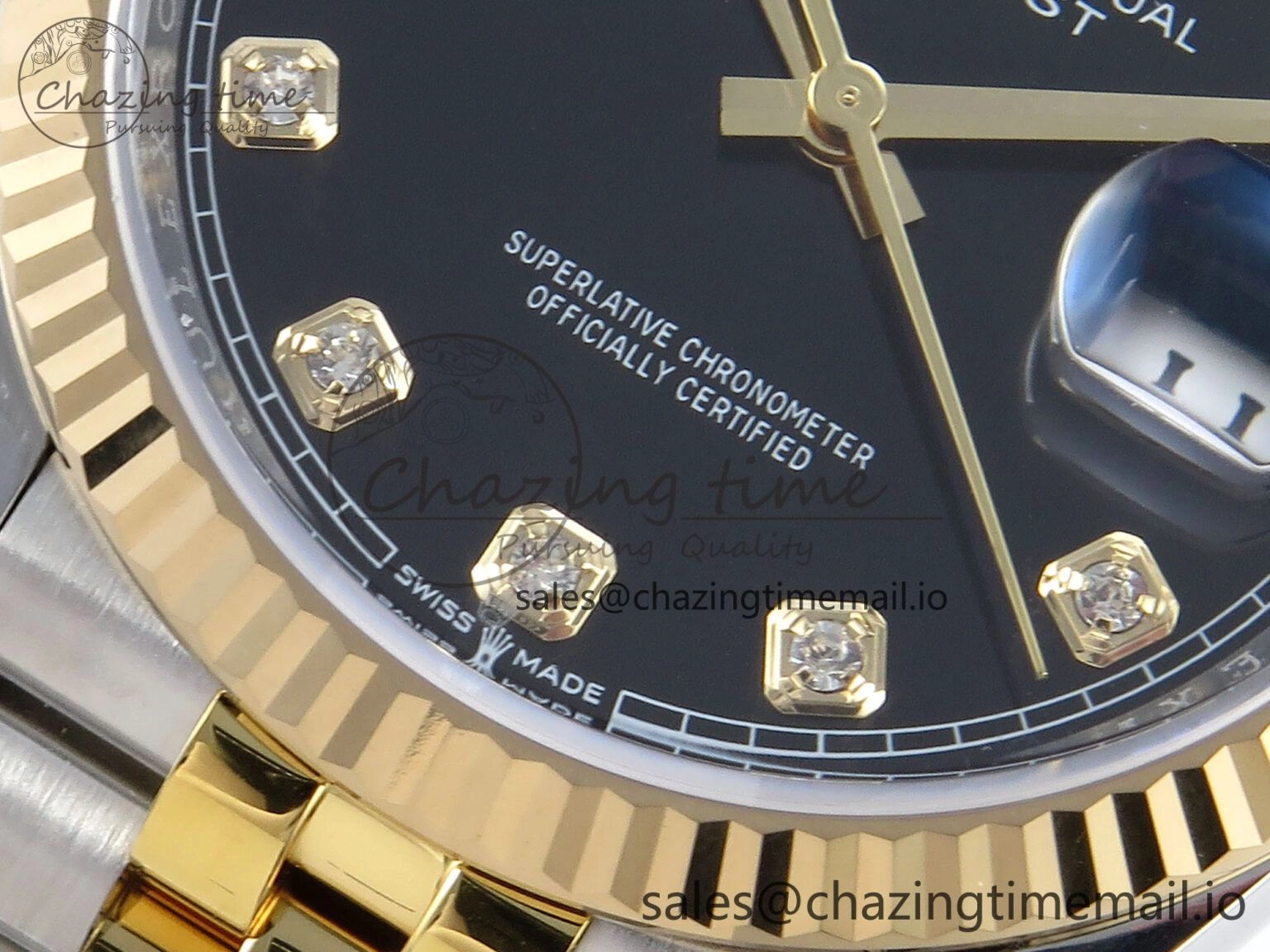 DateJust 36 126233 EWEF Best Edition Black Diamonds Dial on SS YG Jubilee Bracelet A3235