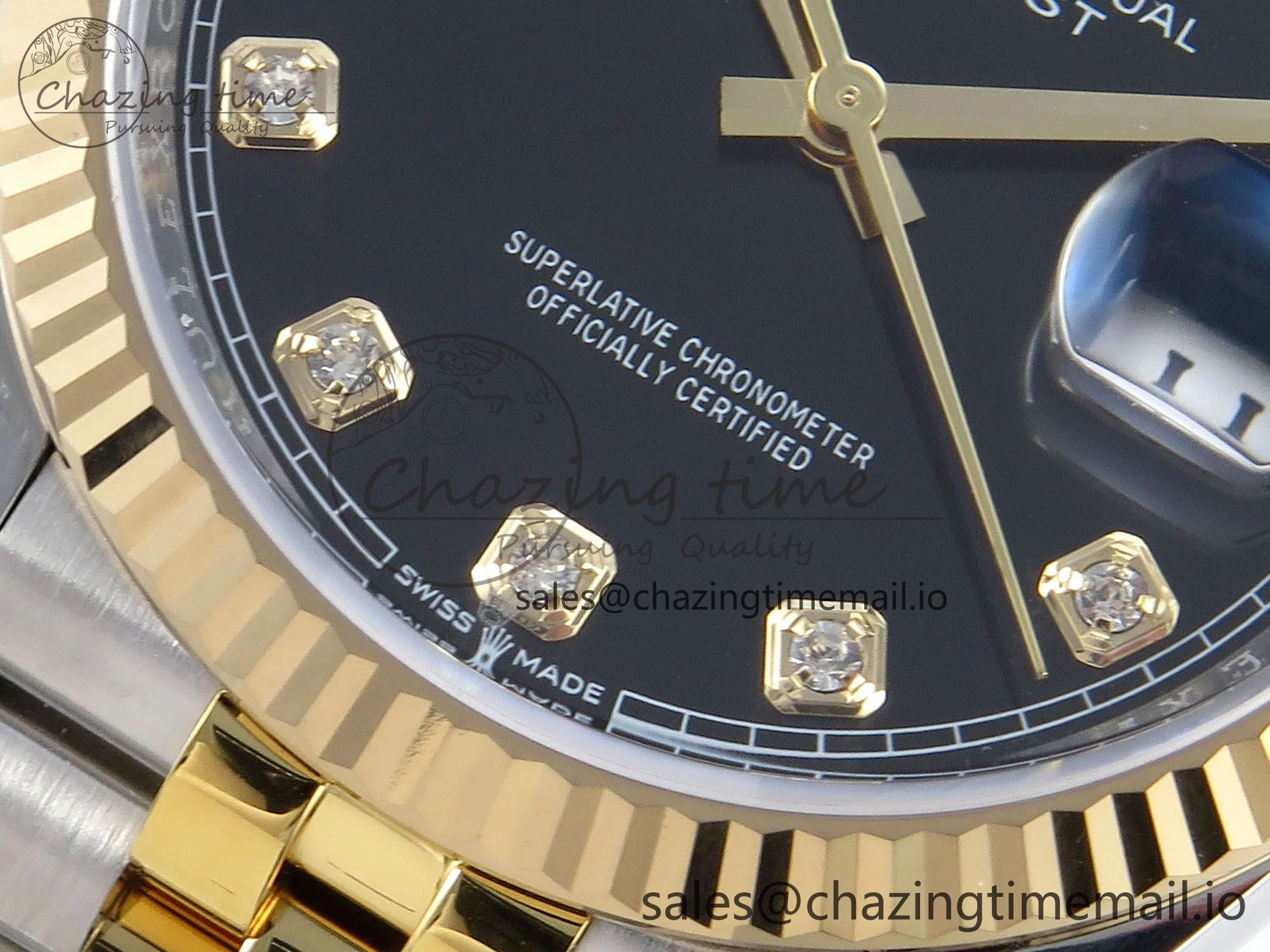 DateJust 36 126233 EWEF Best Edition Black Diamonds Dial on SS YG Jubilee Bracelet A3235
