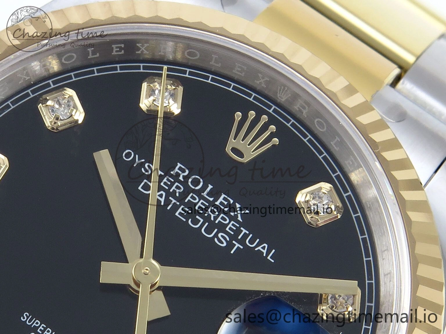 DateJust 36 126233 EWEF Best Edition Black Diamonds Dial on SS YG Oyster Bracelet A3235