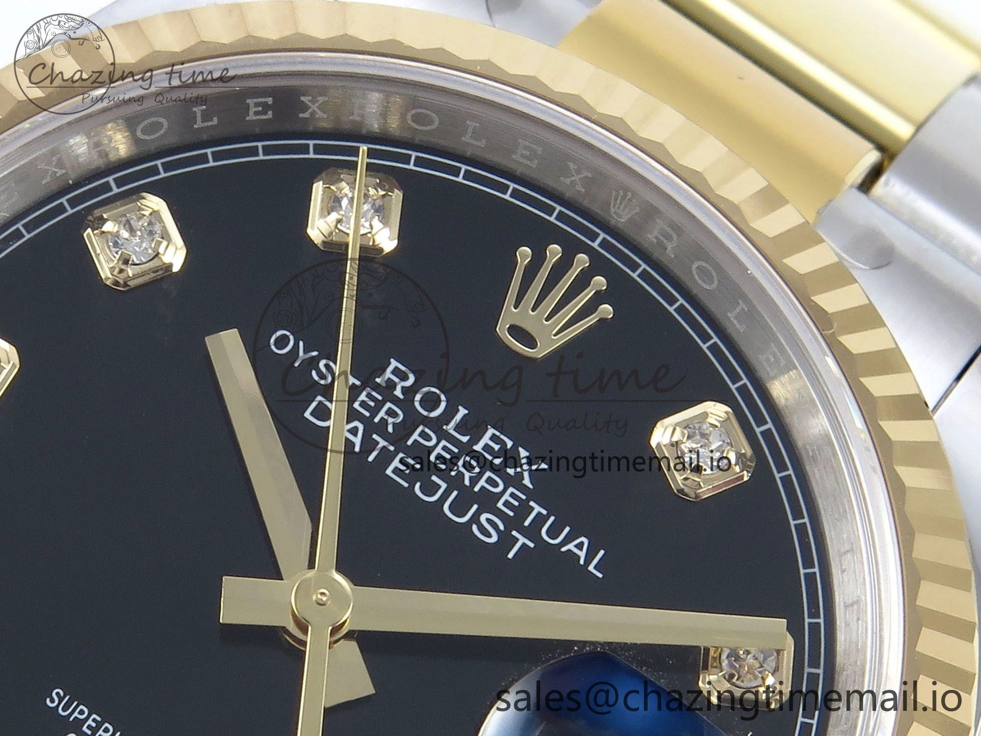 DateJust 36 126233 EWEF Best Edition Black Diamonds Dial on SS YG Oyster Bracelet A3235