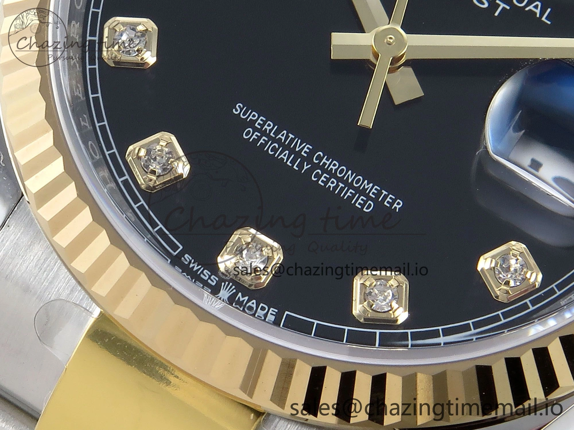 DateJust 36 126233 EWEF Best Edition Black Diamonds Dial on SS YG Oyster Bracelet A3235