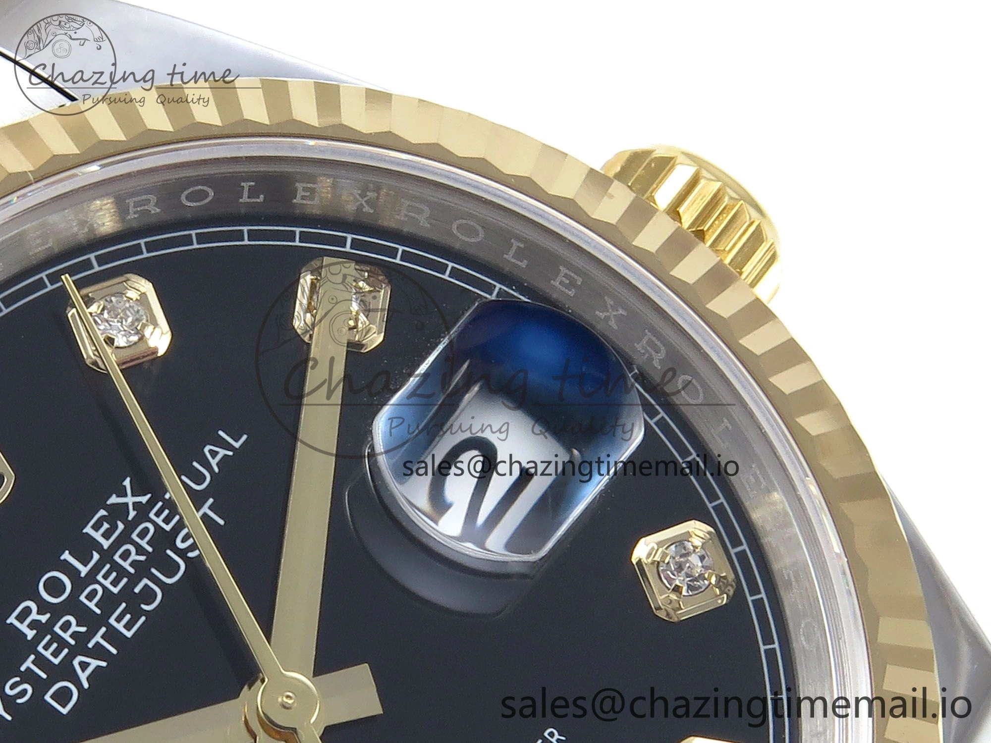 DateJust 36 126233 EWEF Best Edition Black Diamonds Dial on SS YG Oyster Bracelet A3235