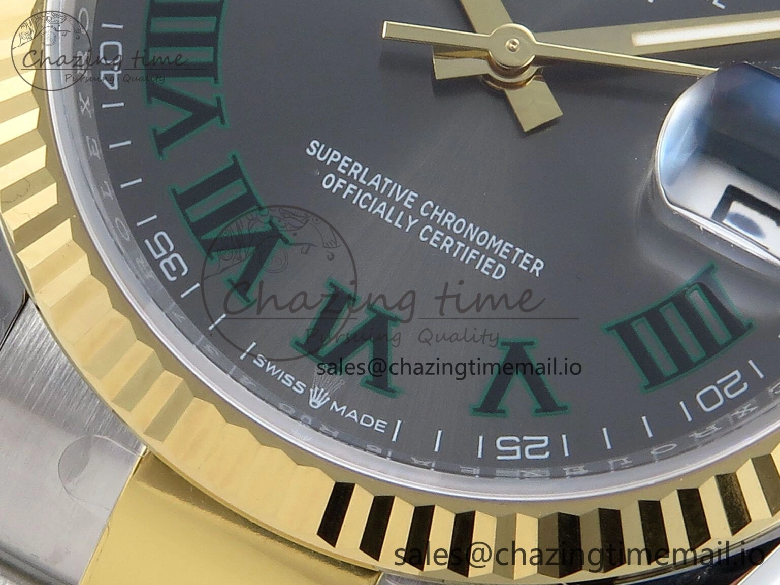 DateJust 36 126233 EWEF Best Edition Gray Dial Green Roman Marker on SS YG Oyster Bracelet A3235