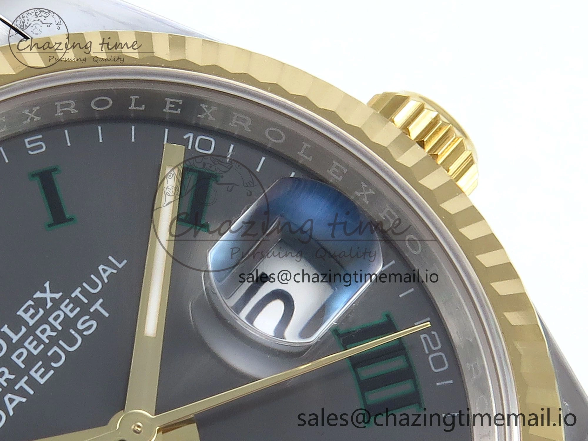 DateJust 36 126233 EWEF Best Edition Gray Dial Green Roman Marker on SS YG Oyster Bracelet A3235