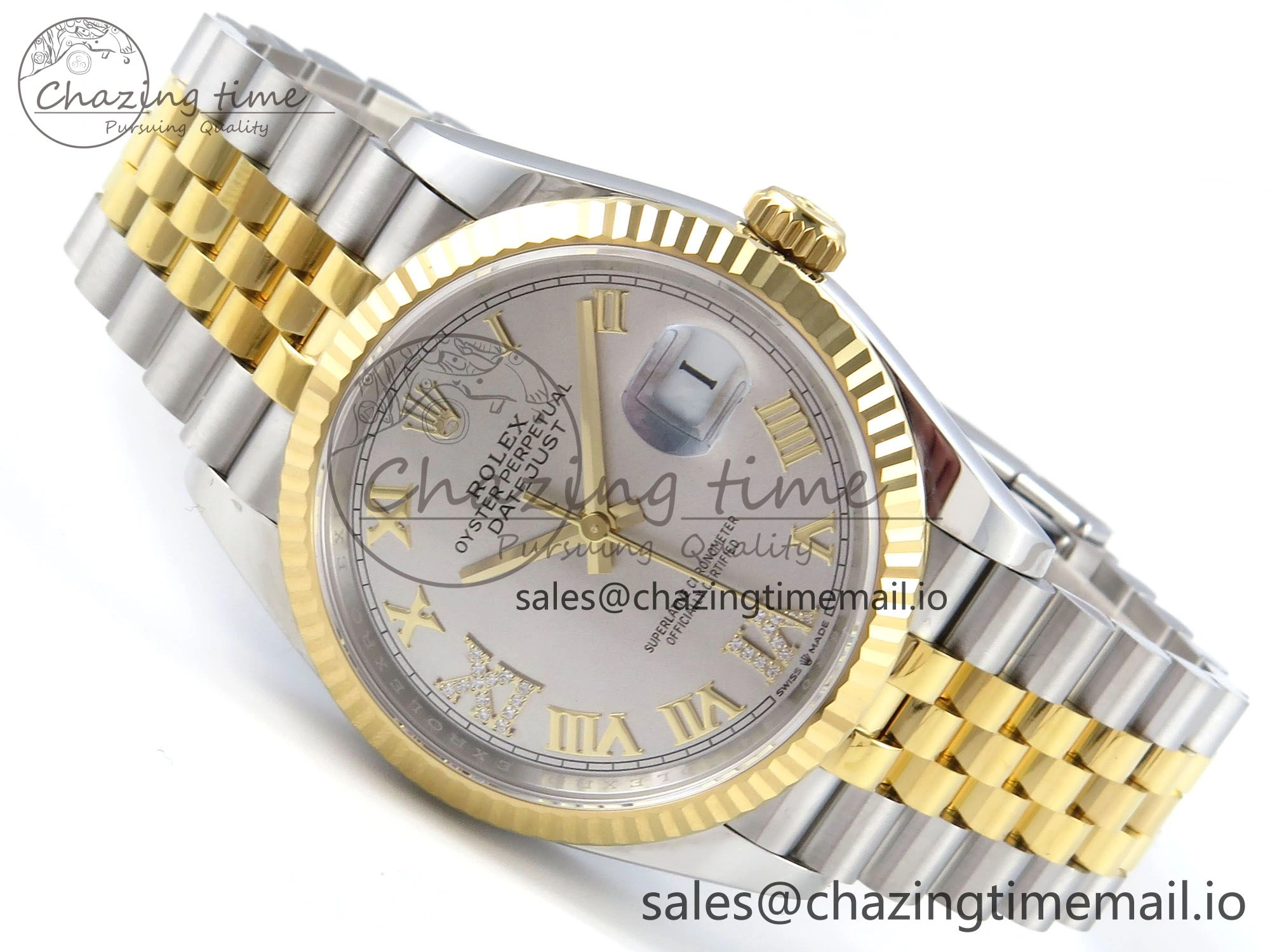 DateJust 36 126233 EWEF Best Edition Gray Roman Diamonds Dial on SS YG Jubilee Bracelet A3235