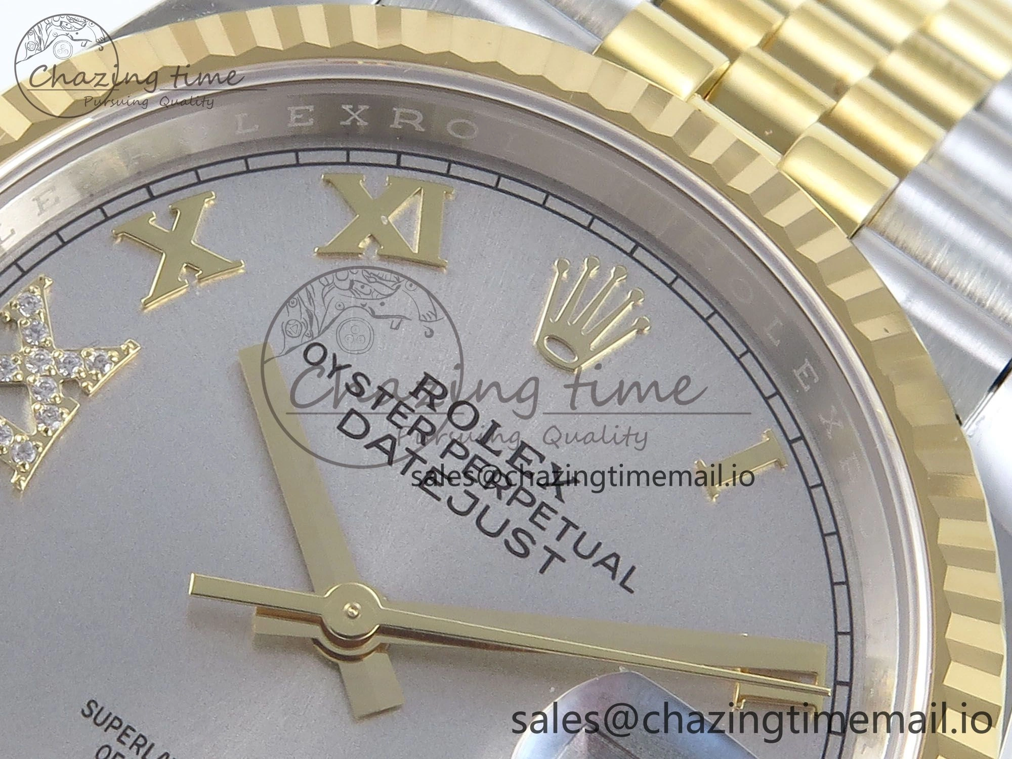 DateJust 36 126233 EWEF Best Edition Gray Roman Diamonds Dial on SS YG Jubilee Bracelet A3235