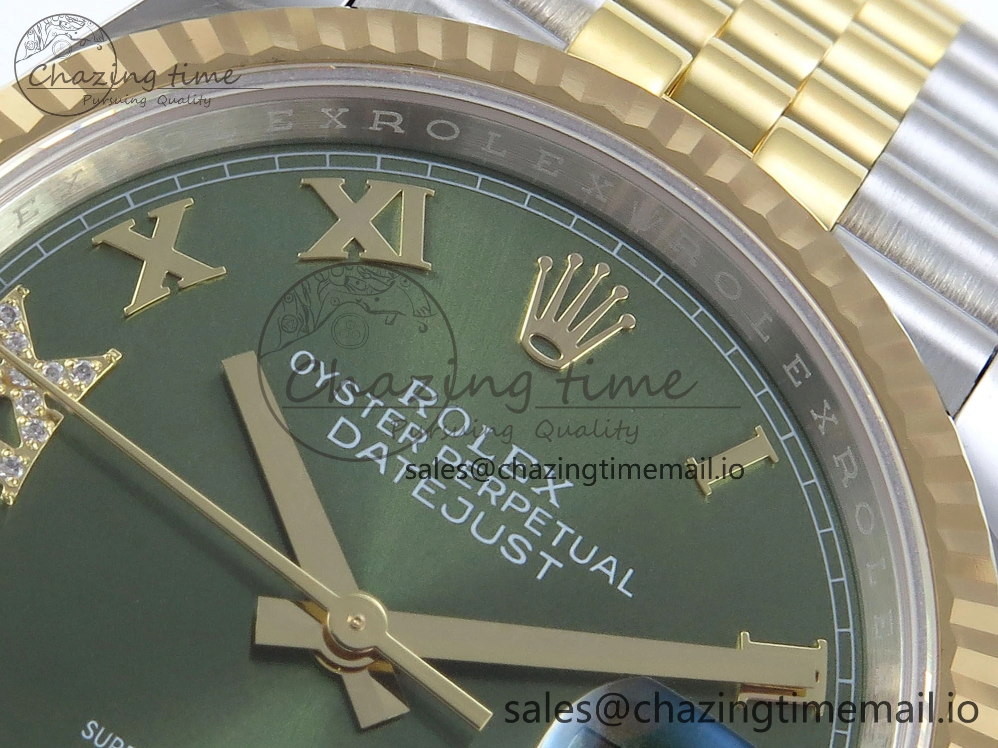 DateJust 36 126233 EWEF Best Edition Green Roman Diamonds Dial on SS YG Jubilee Bracelet A3235