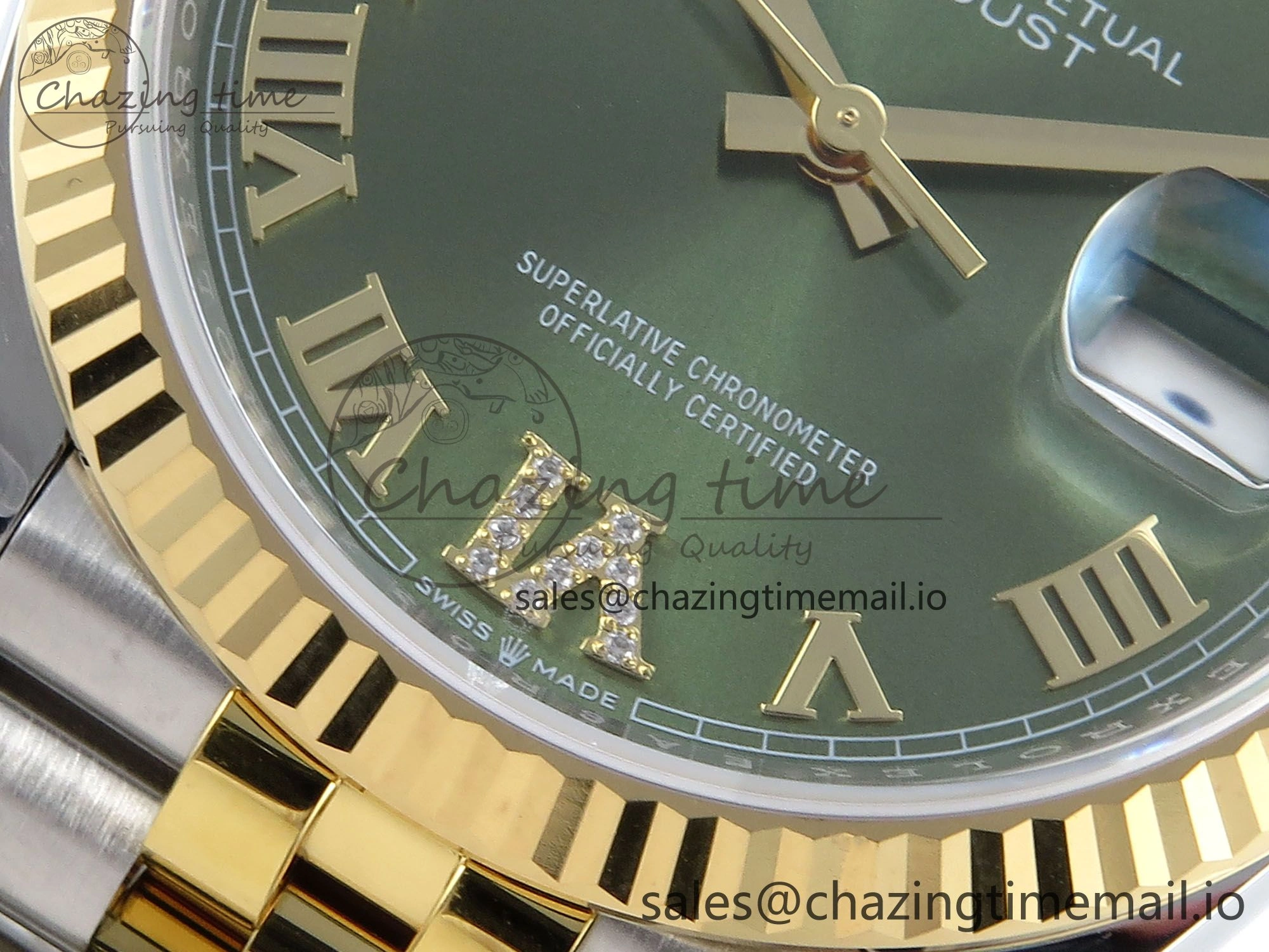 DateJust 36 126233 EWEF Best Edition Green Roman Diamonds Dial on SS YG Jubilee Bracelet A3235