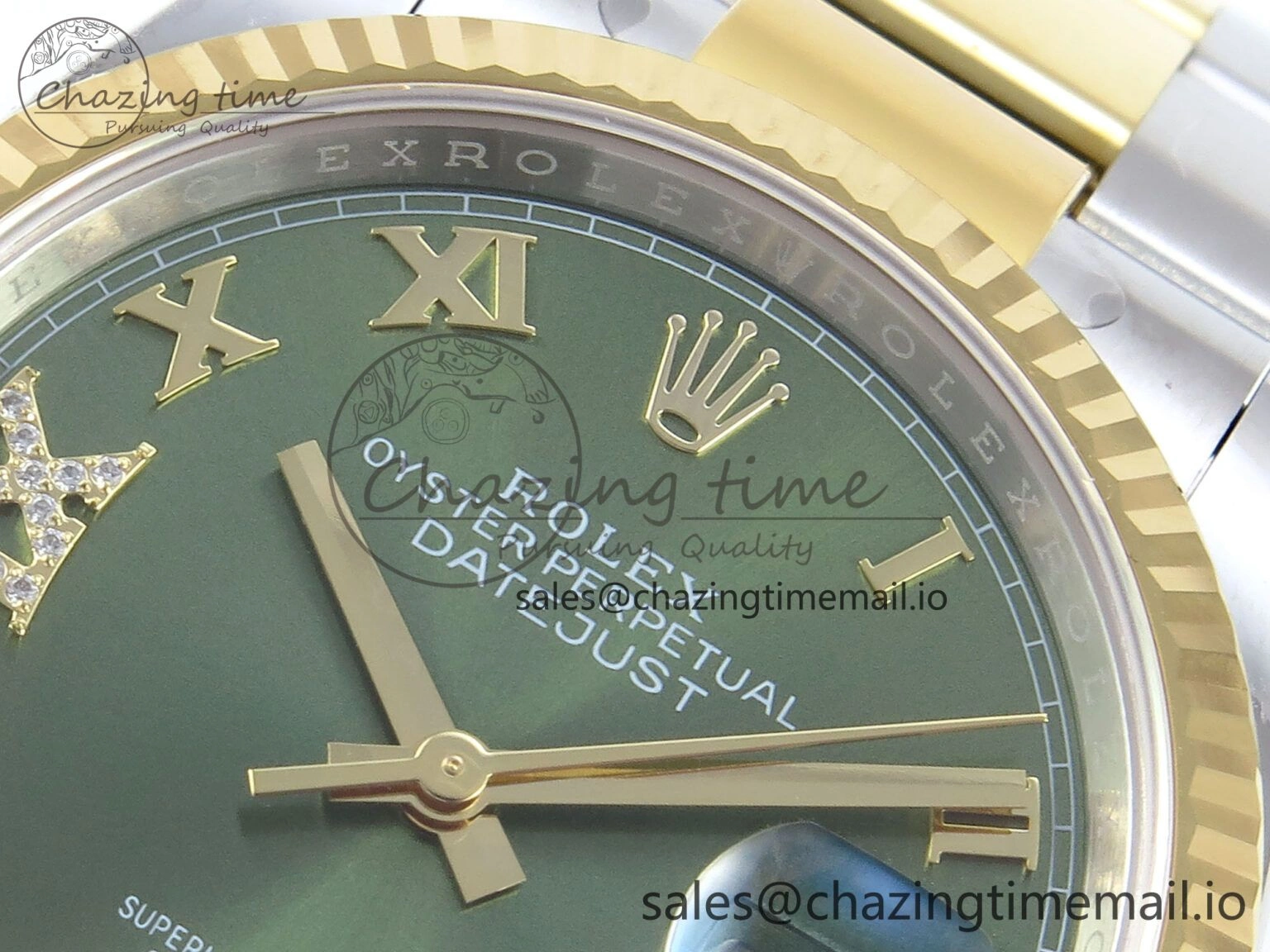 DateJust 36 126233 EWEF Best Edition Green Roman Diamonds Dial on SS YG Oyster Bracelet A3235