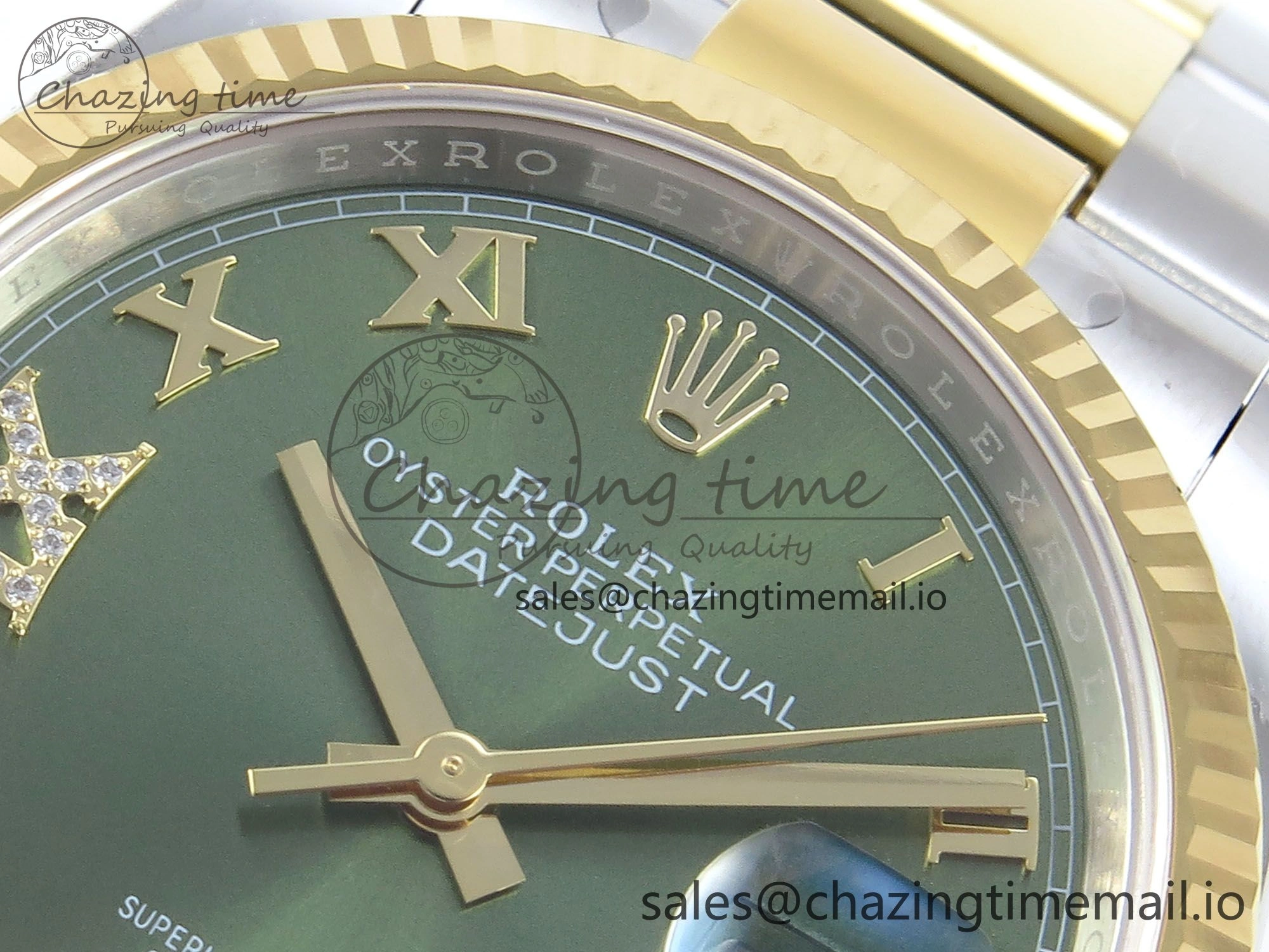 DateJust 36 126233 EWEF Best Edition Green Roman Diamonds Dial on SS YG Oyster Bracelet A3235
