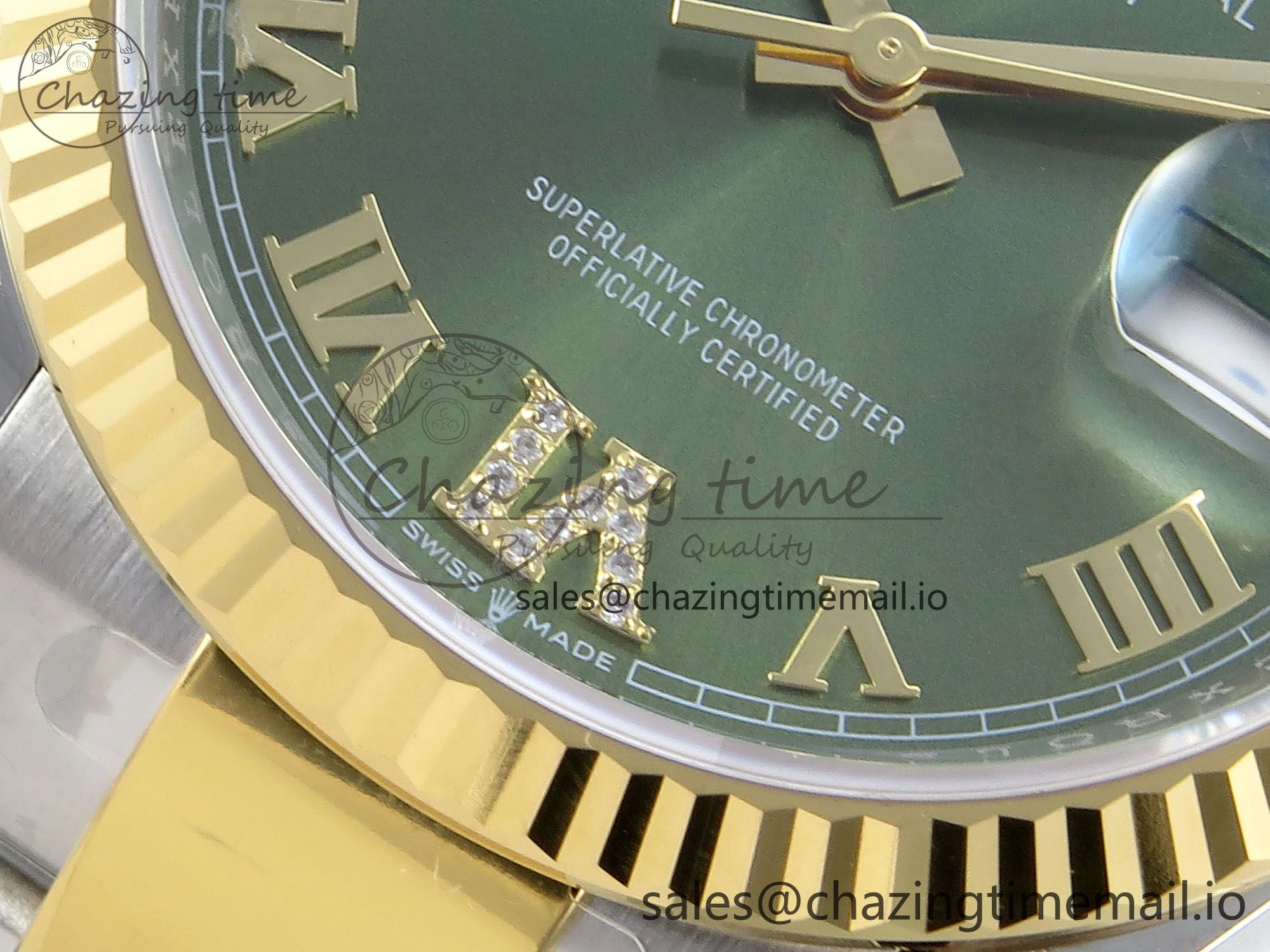 DateJust 36 126233 EWEF Best Edition Green Roman Diamonds Dial on SS YG Oyster Bracelet A3235