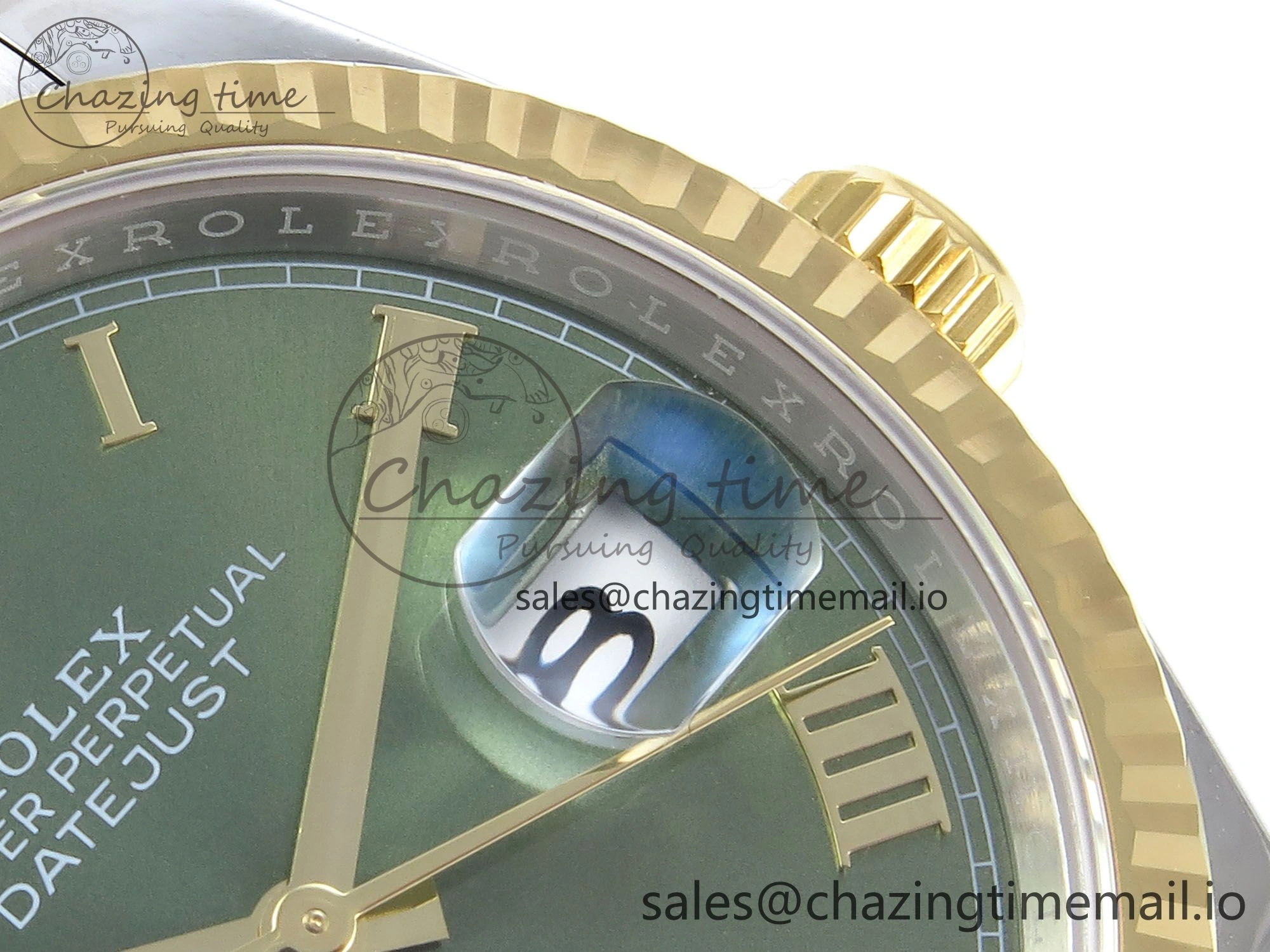 DateJust 36 126233 EWEF Best Edition Green Roman Diamonds Dial on SS YG Oyster Bracelet A3235