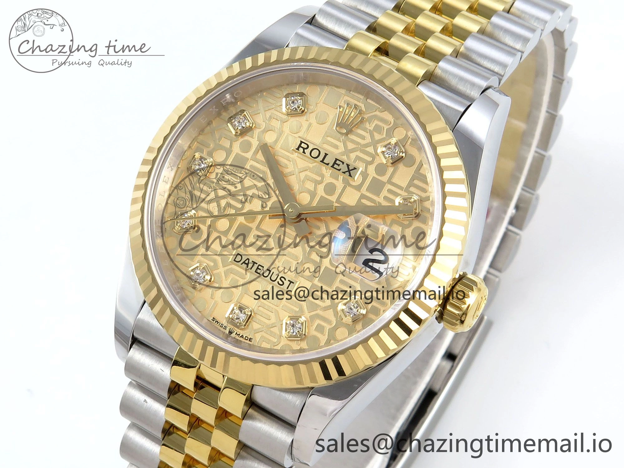 DateJust 36 126233 EWEF Best Edition Rolxx YG Dial on SS YG Jubilee Bracelet A3235