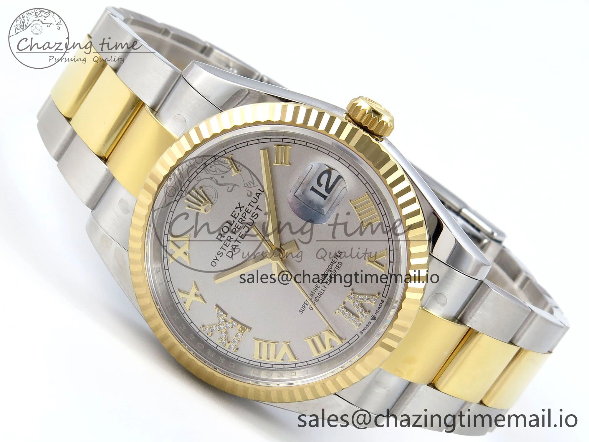 DateJust 36 126233 EWEF Best Edition Silver Roman Diamonds Dial on SS YG Oyster Bracelet A3235