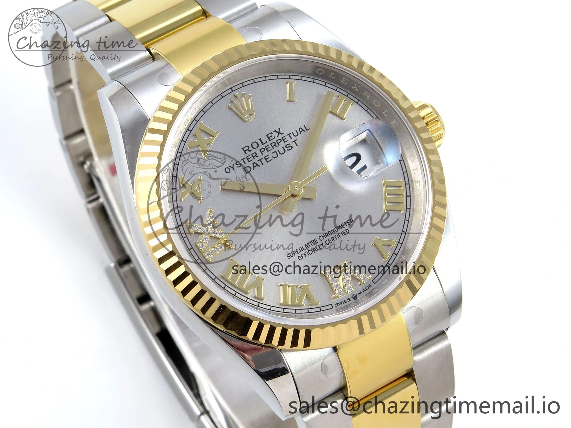DateJust 36 126233 EWEF Best Edition Silver Roman Diamonds Dial on SS YG Oyster Bracelet A3235