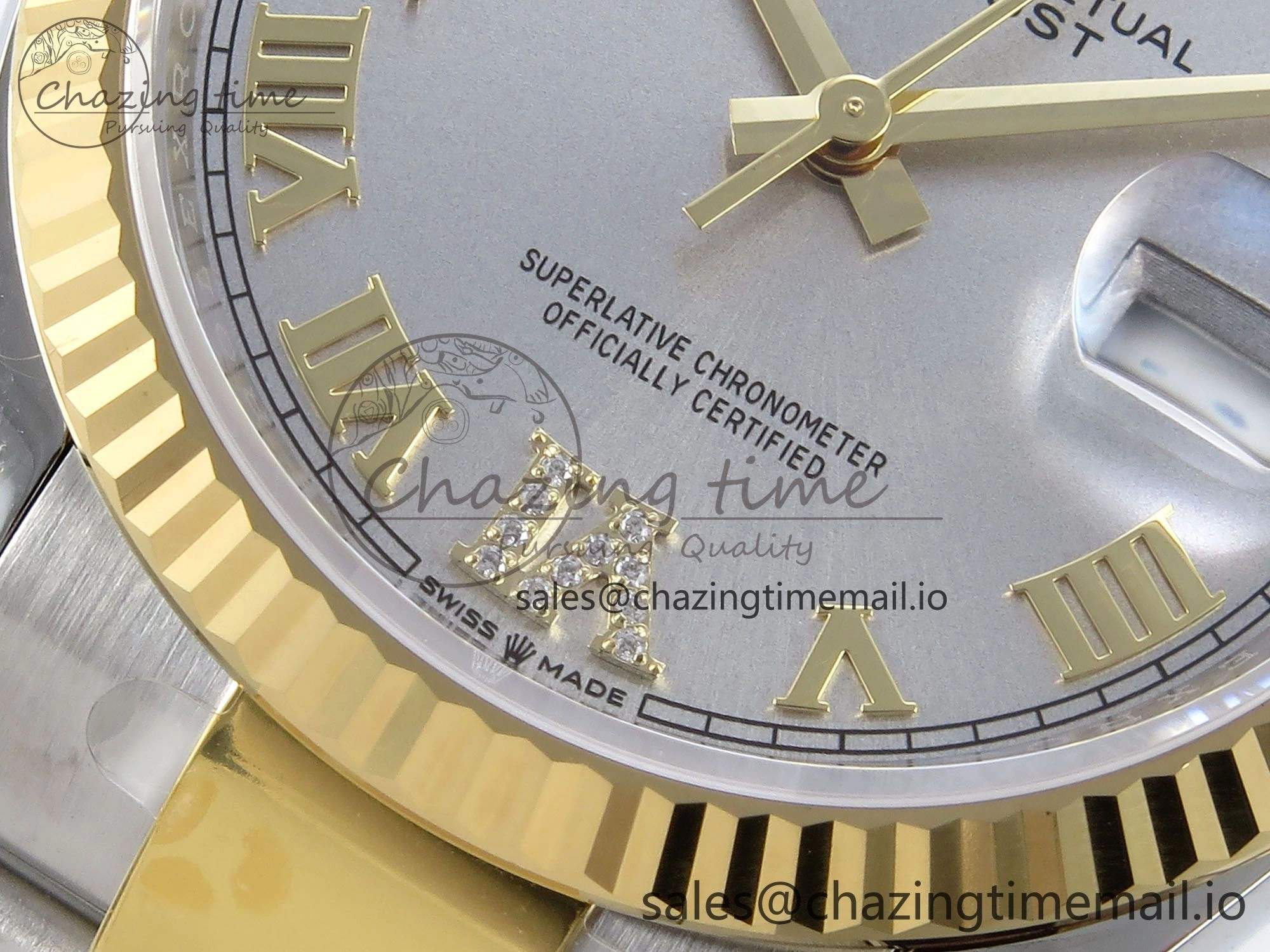 DateJust 36 126233 EWEF Best Edition Silver Roman Diamonds Dial on SS YG Oyster Bracelet A3235