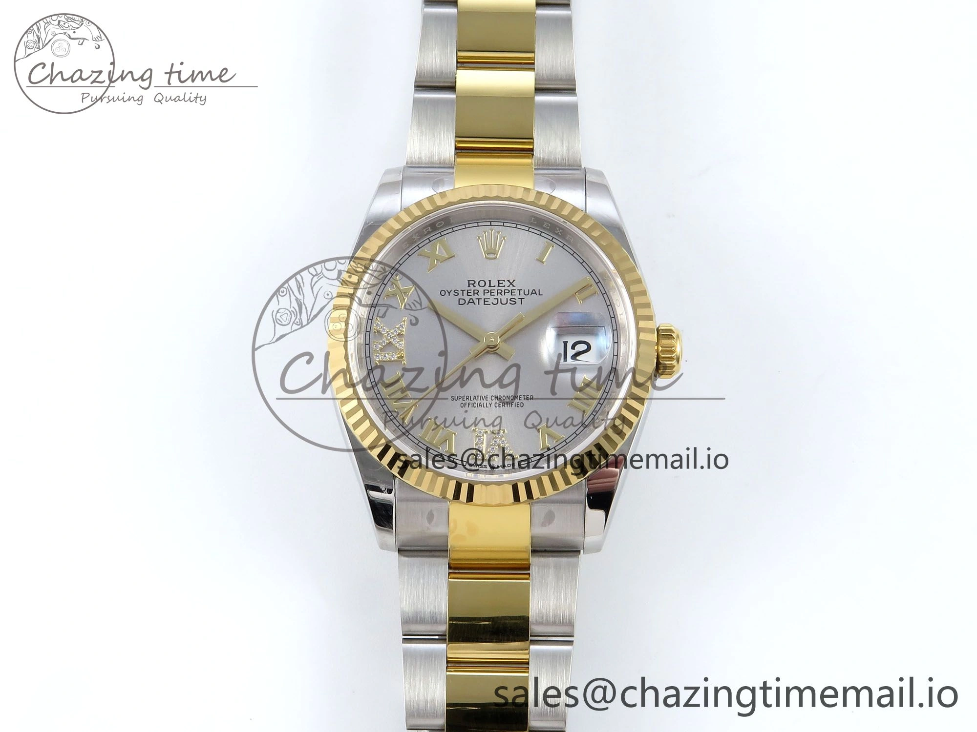 DateJust 36 126233 EWEF Best Edition Silver Roman Diamonds Dial on SS YG Oyster Bracelet A3235