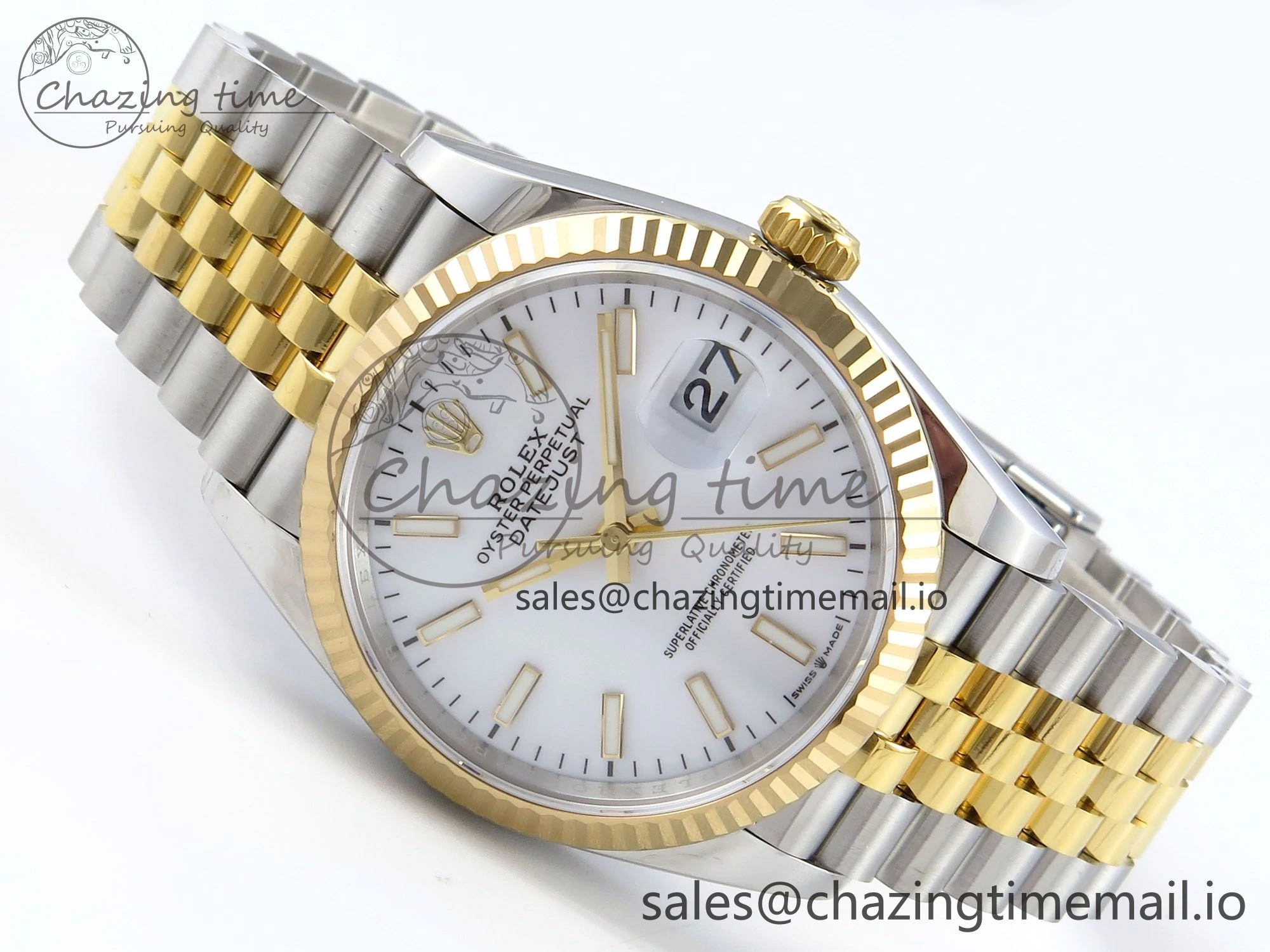 DateJust 36 126233 EWEF Best Edition White Dial Stick Marker on SS YG Jubilee Bracelet A3235