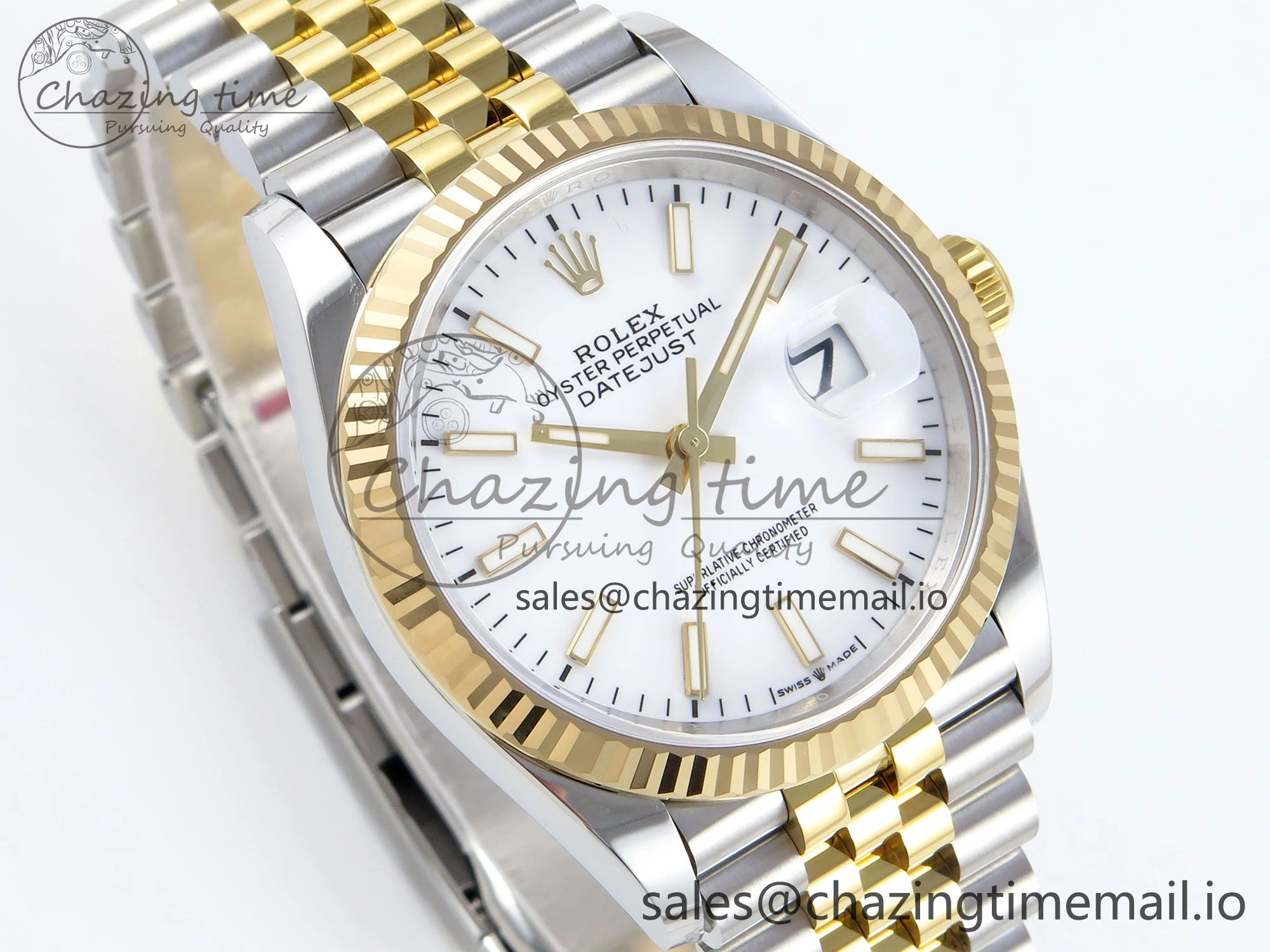 DateJust 36 126233 EWEF Best Edition White Dial Stick Marker on SS YG Jubilee Bracelet A3235