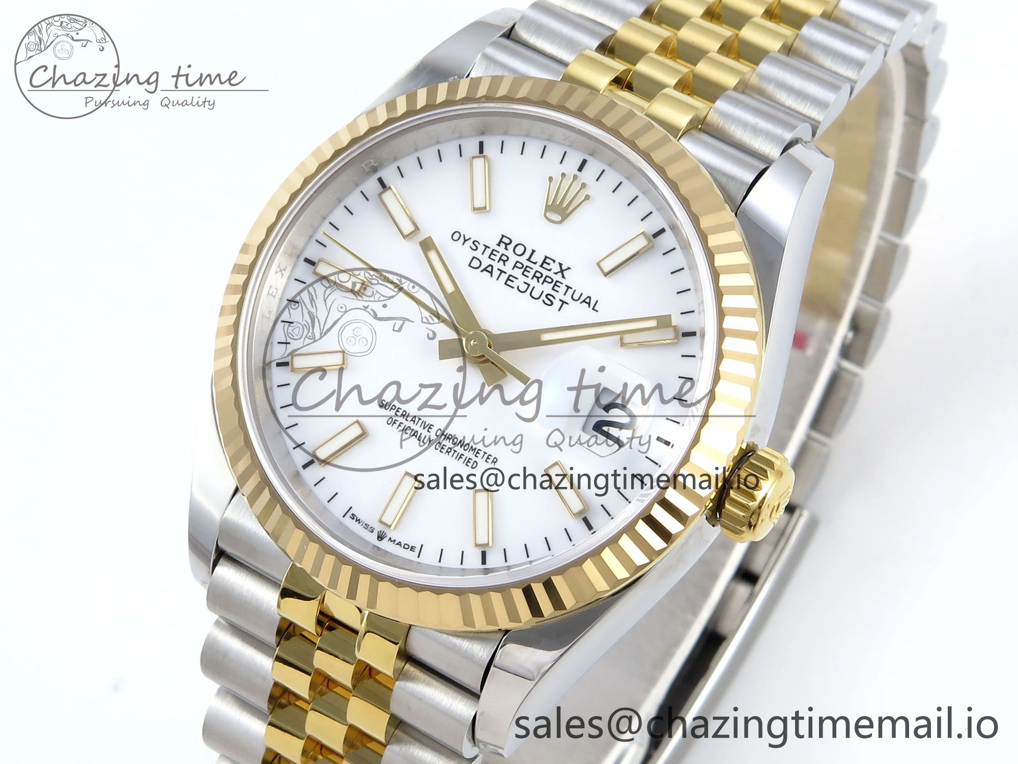 DateJust 36 126233 EWEF Best Edition White Dial Stick Marker on SS YG Jubilee Bracelet A3235