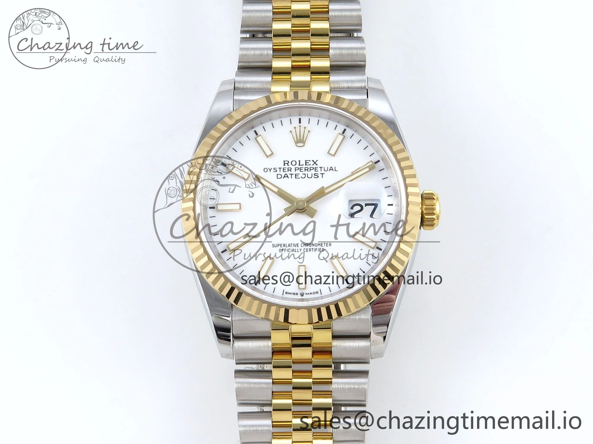 DateJust 36 126233 EWEF Best Edition White Dial Stick Marker on SS YG Jubilee Bracelet A3235
