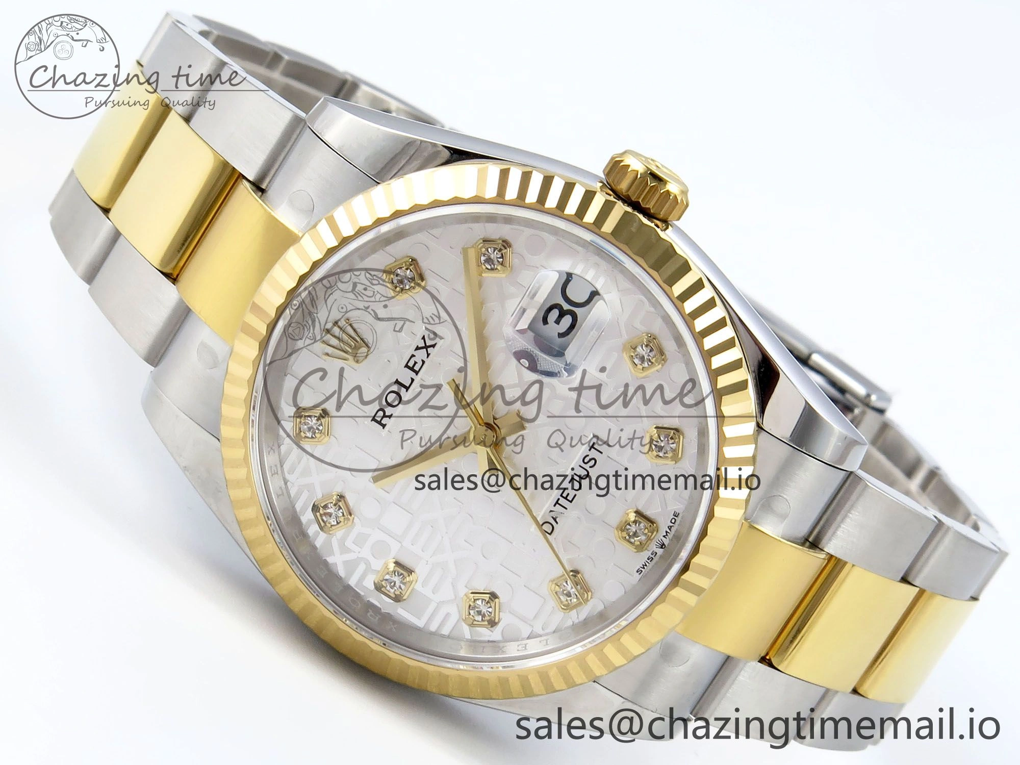 DateJust 36 126233 EWEF Best Edition White Pattern Diamonds Dial on SS YG Oyster Bracelet A3235