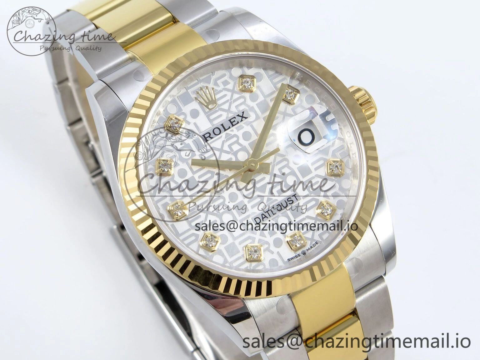 DateJust 36 126233 EWEF Best Edition White Pattern Diamonds Dial on SS YG Oyster Bracelet A3235