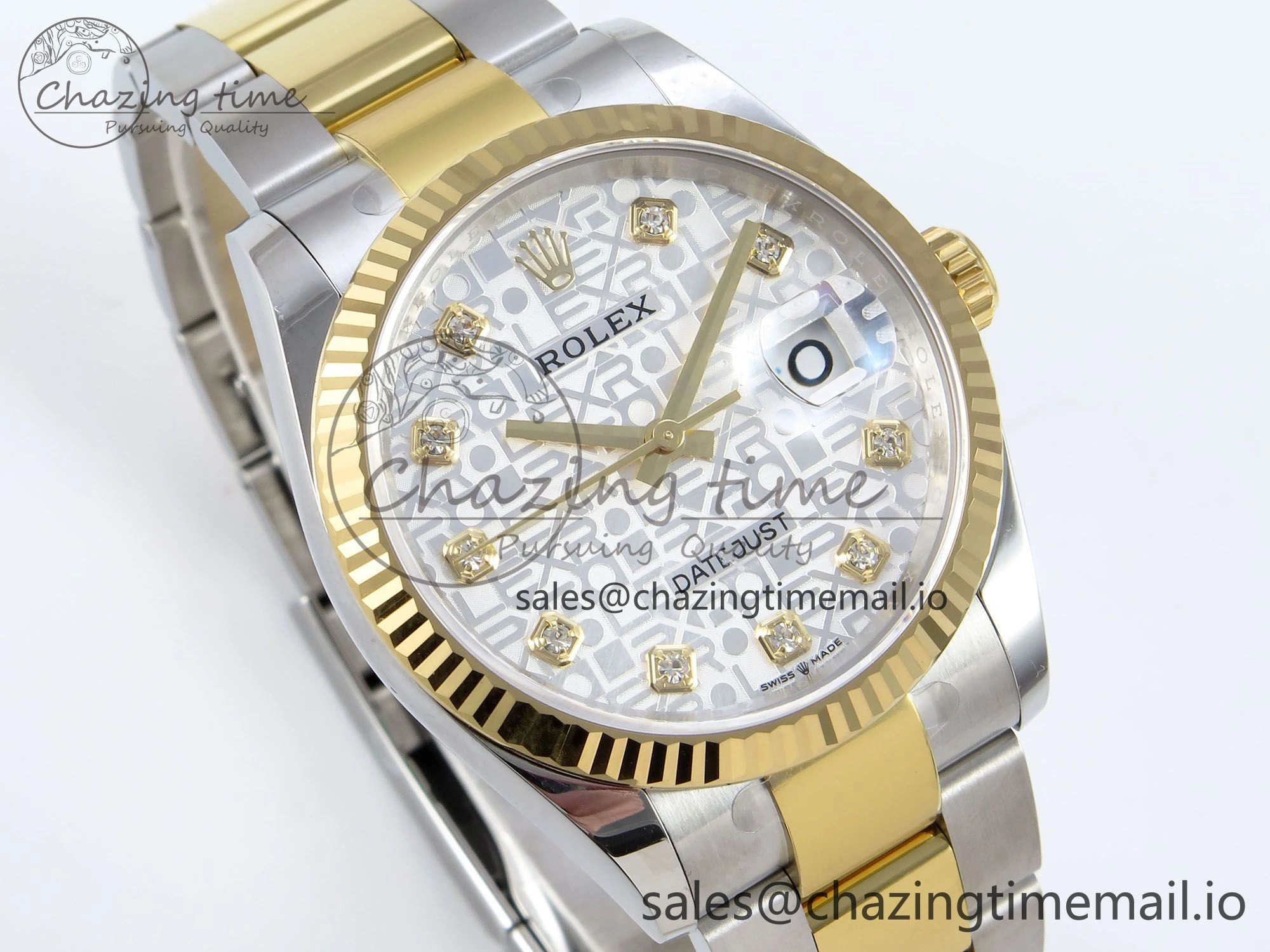 DateJust 36 126233 EWEF Best Edition White Pattern Diamonds Dial on SS YG Oyster Bracelet A3235