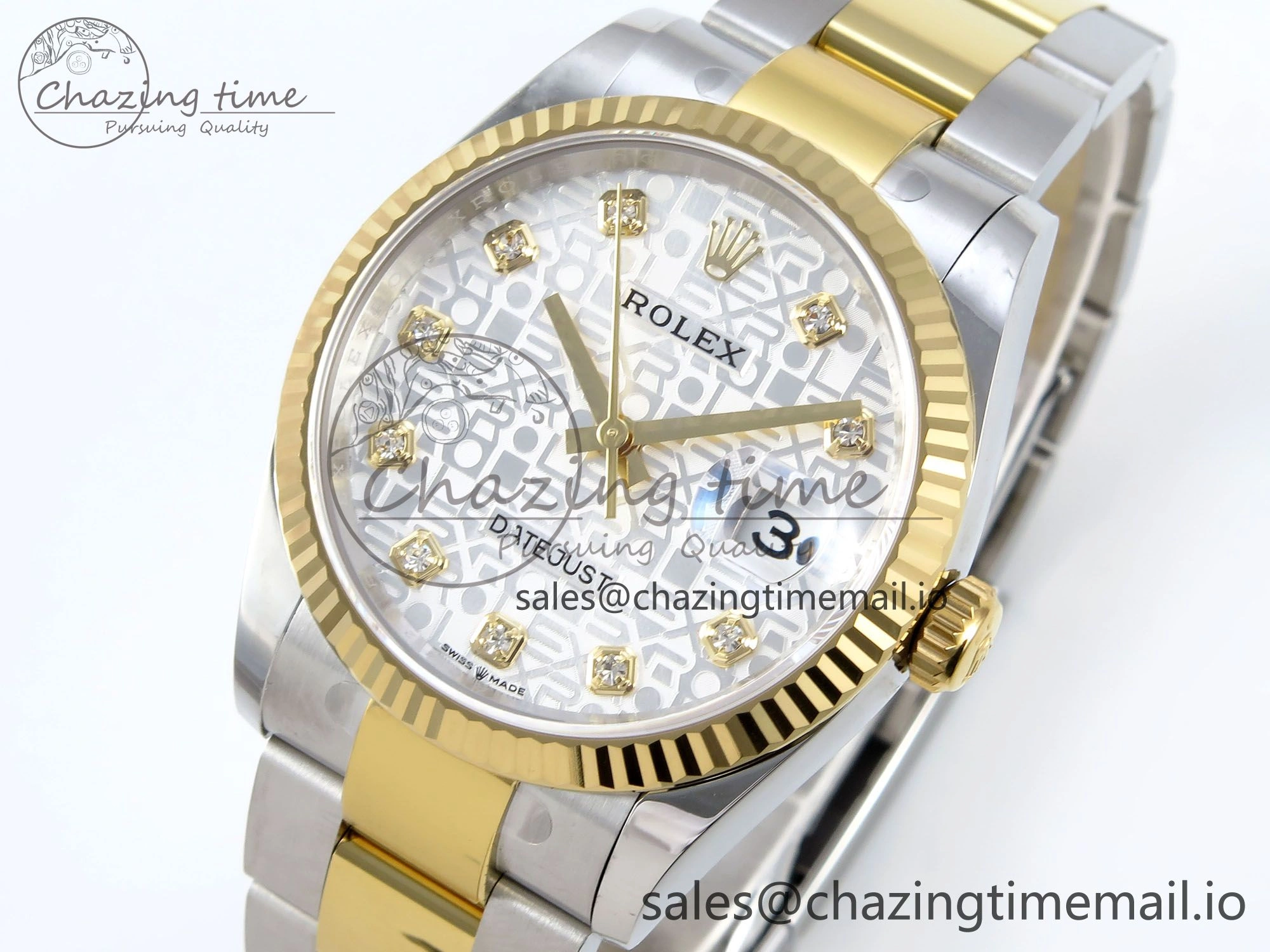 DateJust 36 126233 EWEF Best Edition White Pattern Diamonds Dial on SS YG Oyster Bracelet A3235