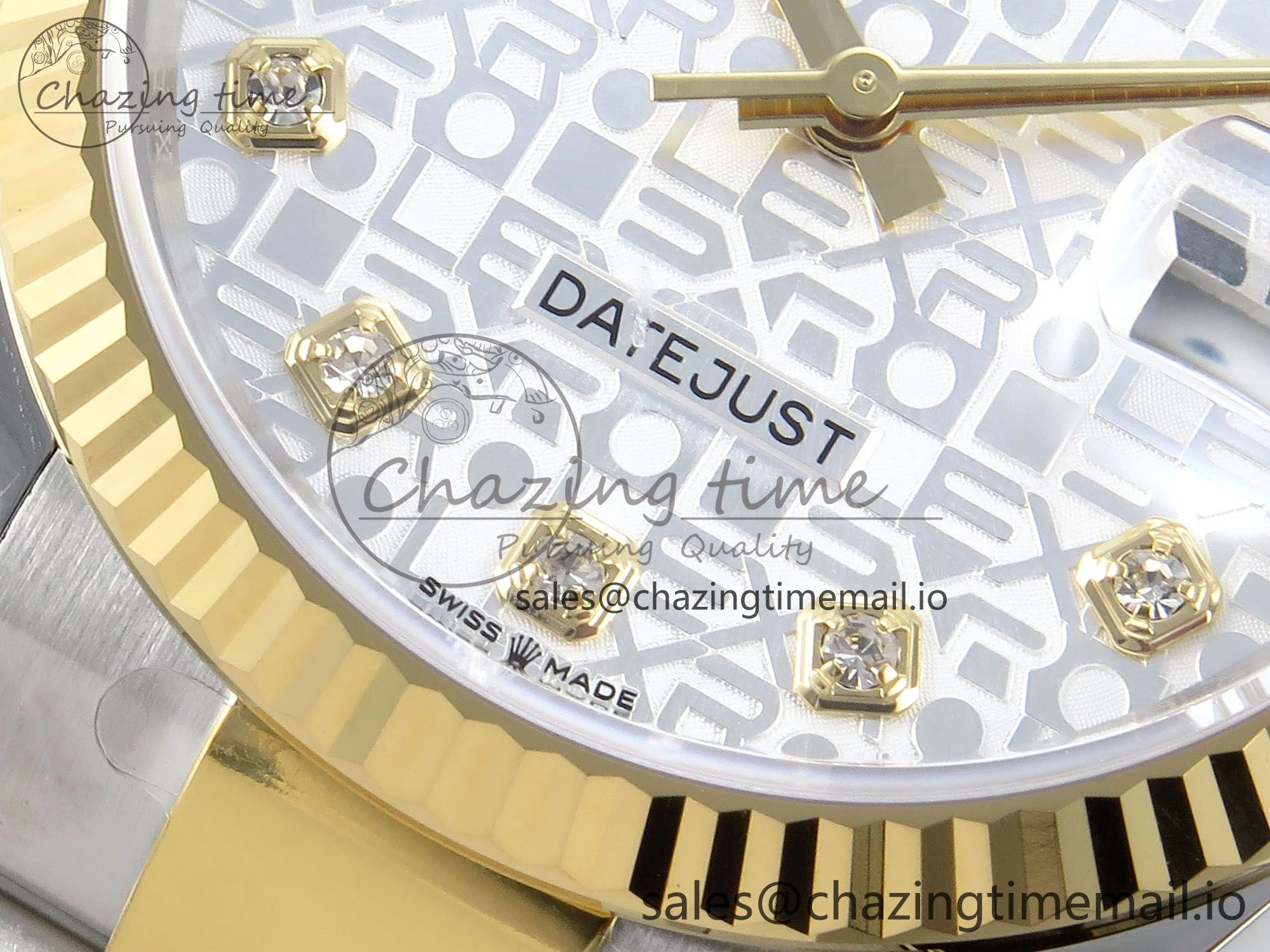 DateJust 36 126233 EWEF Best Edition White Pattern Diamonds Dial on SS YG Oyster Bracelet A3235