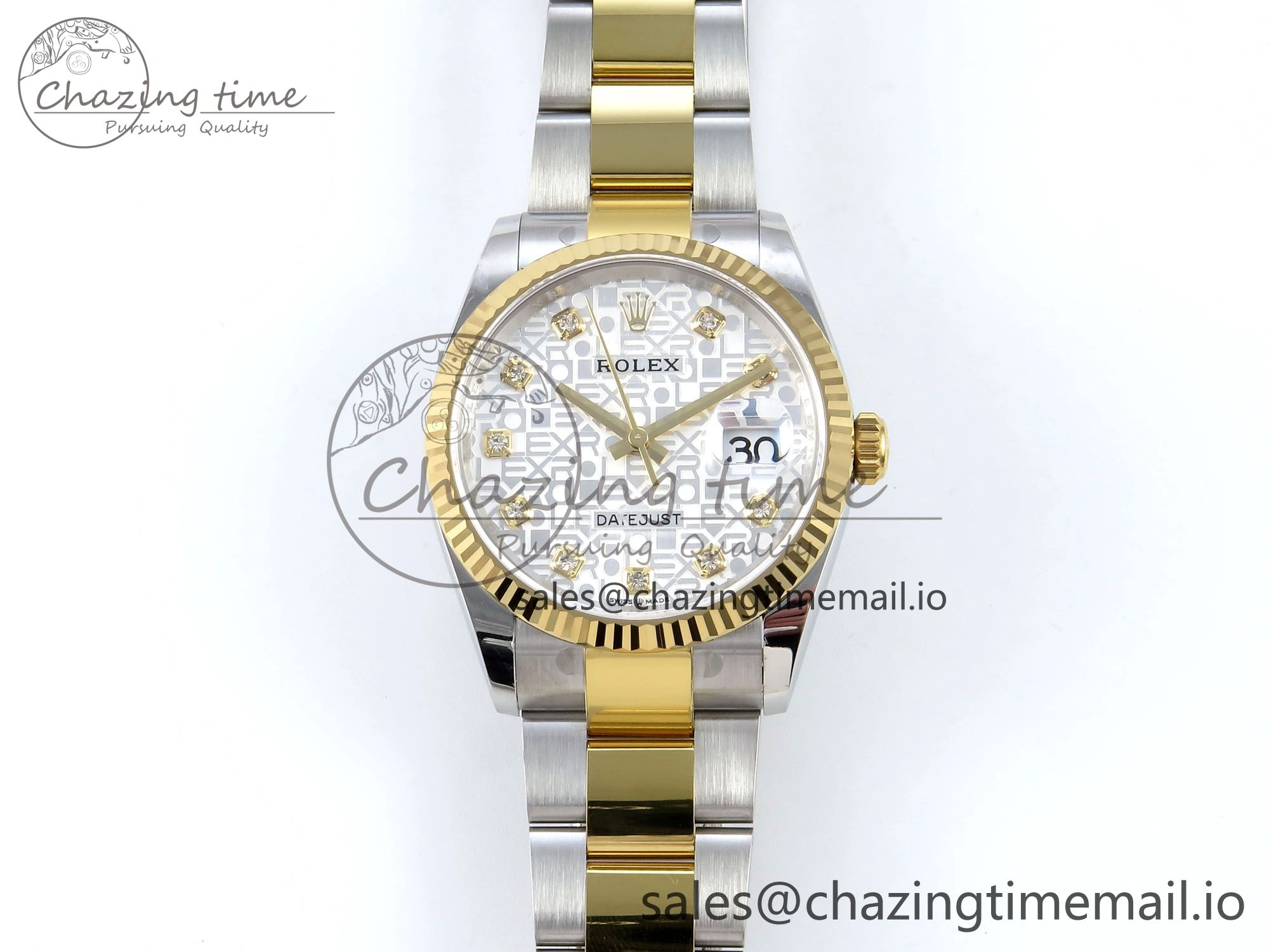 DateJust 36 126233 EWEF Best Edition White Pattern Diamonds Dial on SS YG Oyster Bracelet A3235