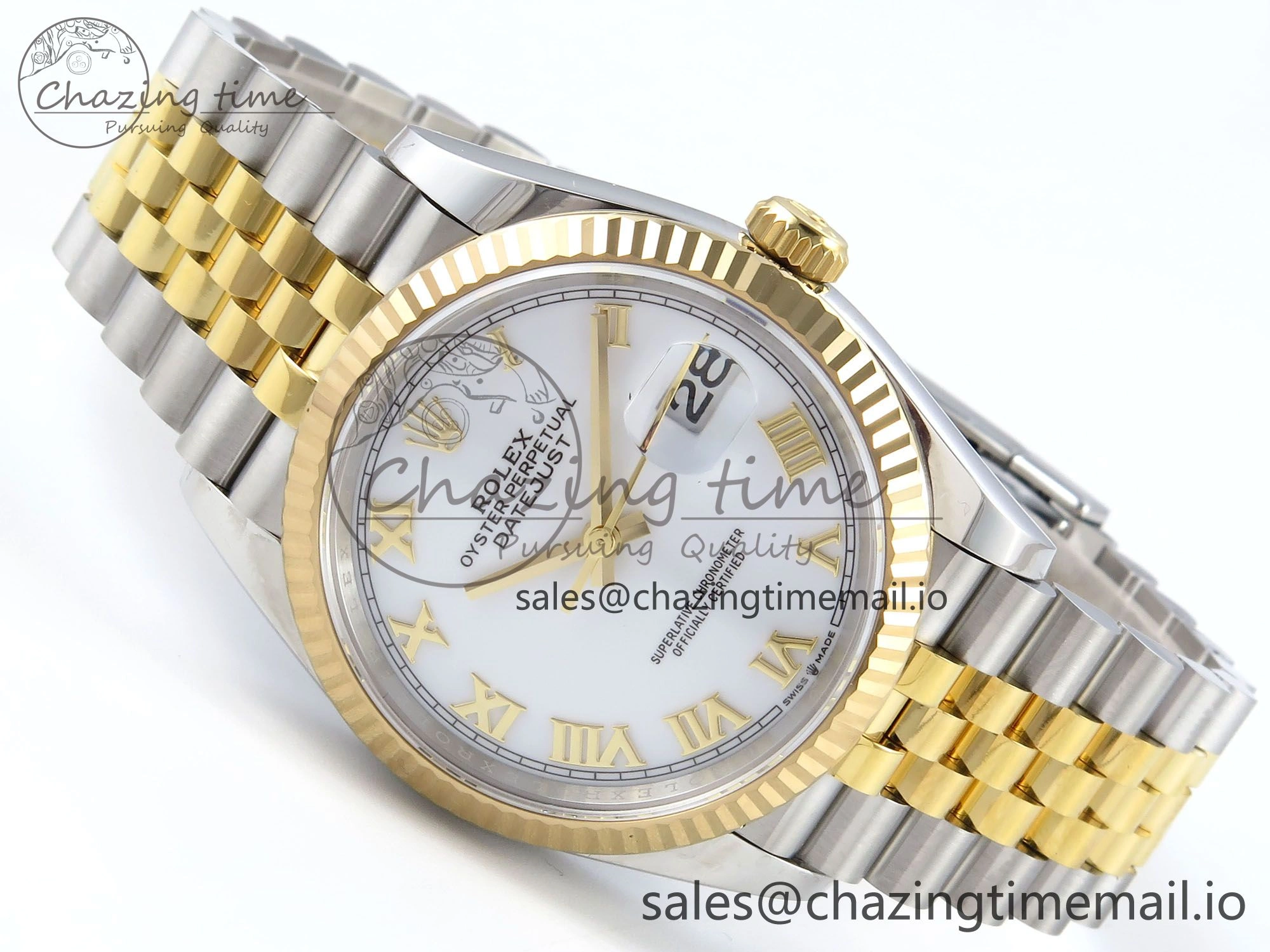 DateJust 36 126233 EWEF Best Edition White Roman Dial on SS YG Jubilee Bracelet A3235