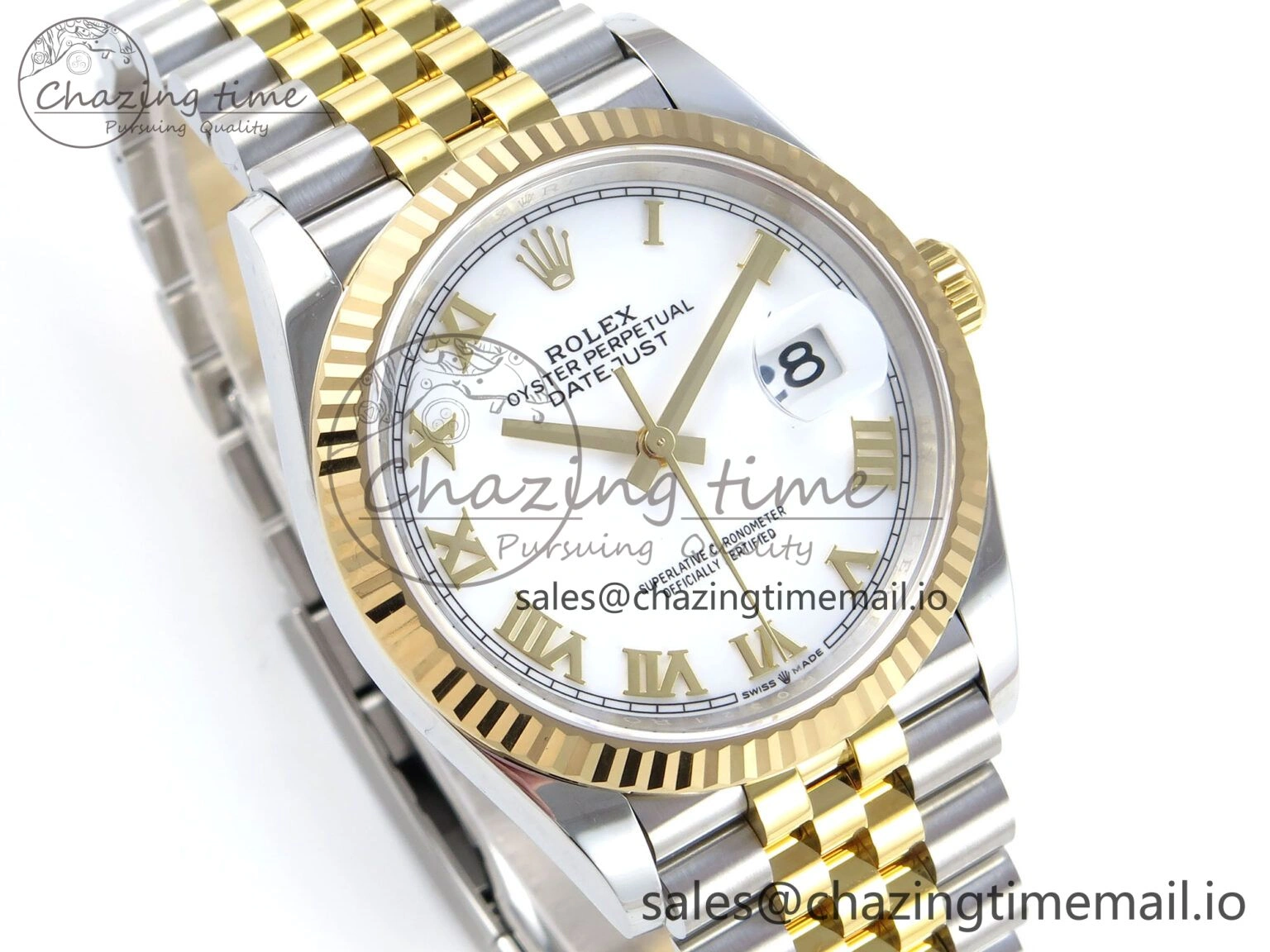 DateJust 36 126233 EWEF Best Edition White Roman Dial on SS YG Jubilee Bracelet A3235