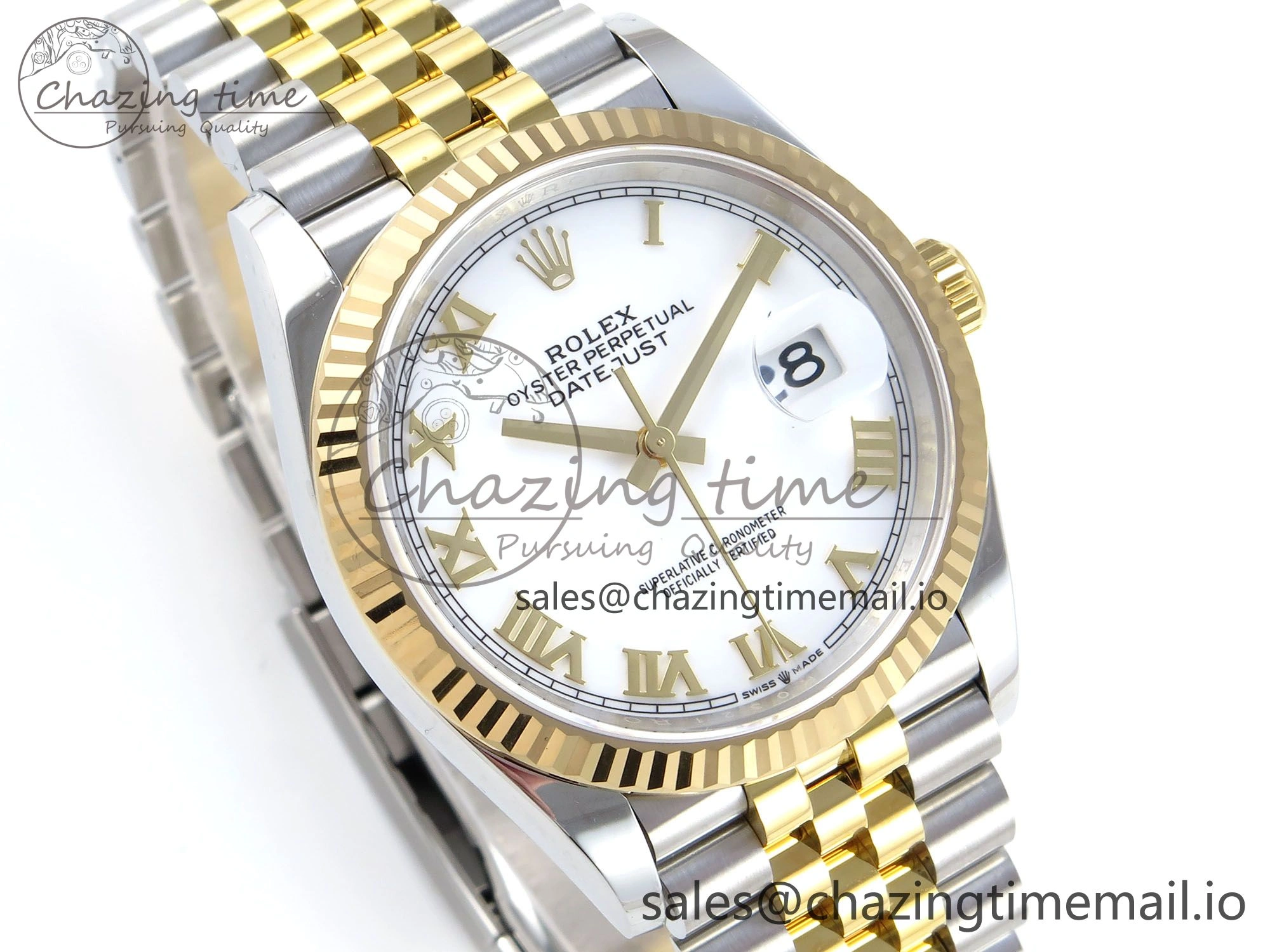 DateJust 36 126233 EWEF Best Edition White Roman Dial on SS YG Jubilee Bracelet A3235
