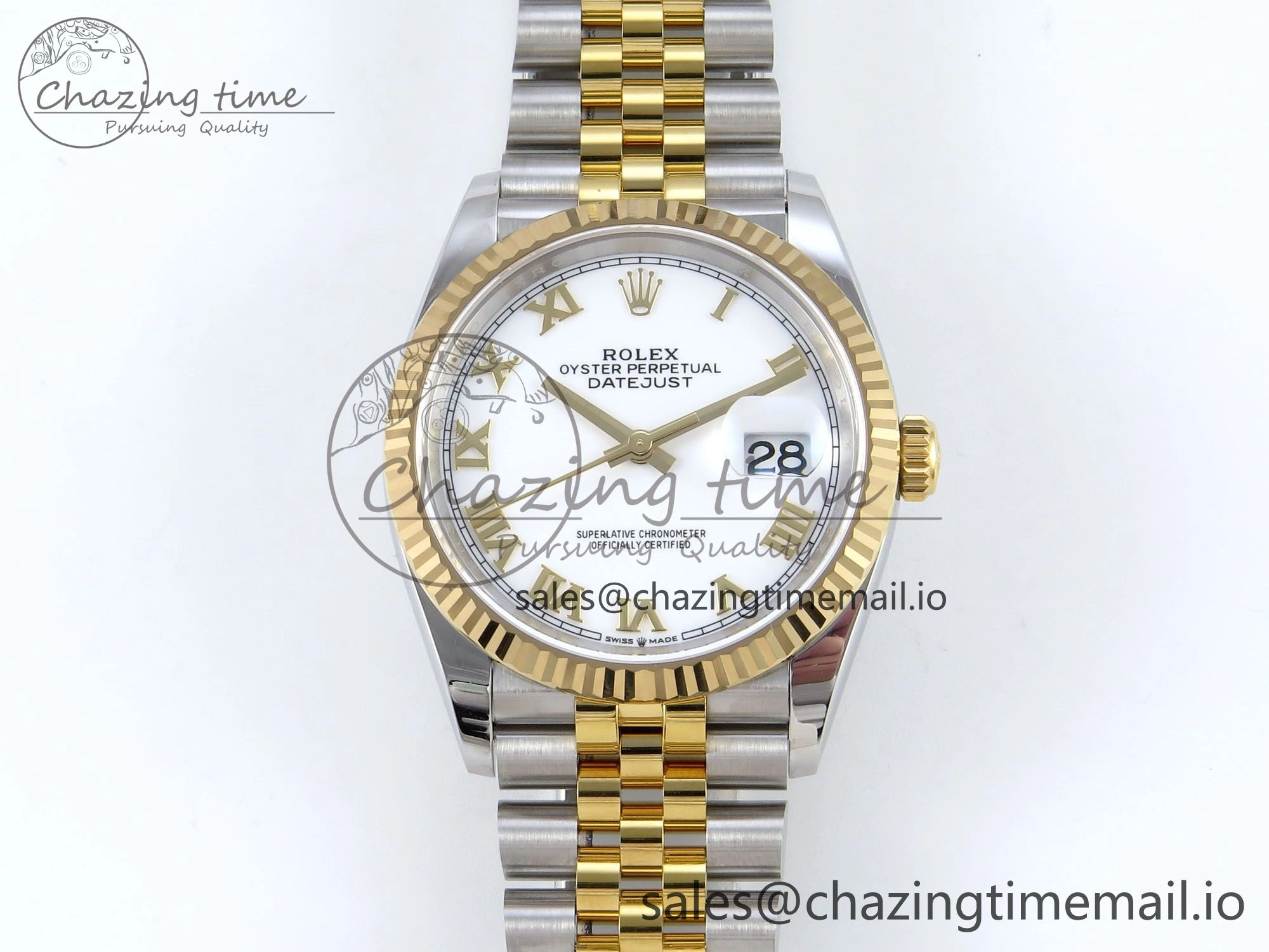 DateJust 36 126233 EWEF Best Edition White Roman Dial on SS YG Jubilee Bracelet A3235
