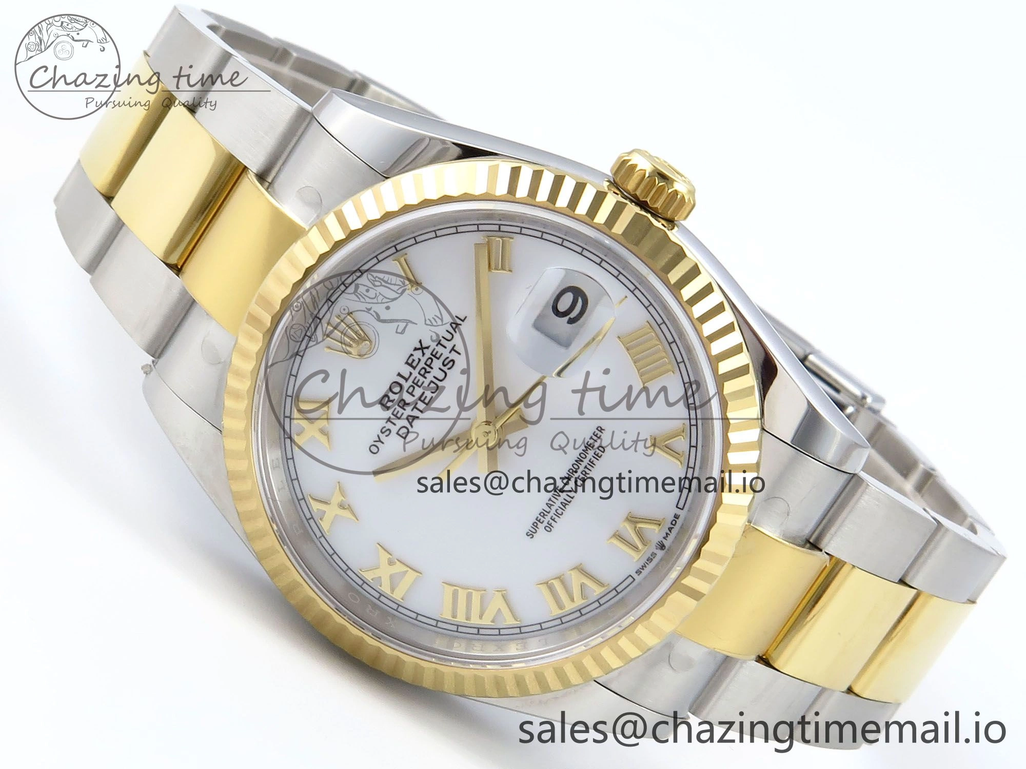 DateJust 36 126233 EWEF Best Edition White Roman Dial on SS YG Oyster Bracelet A3235