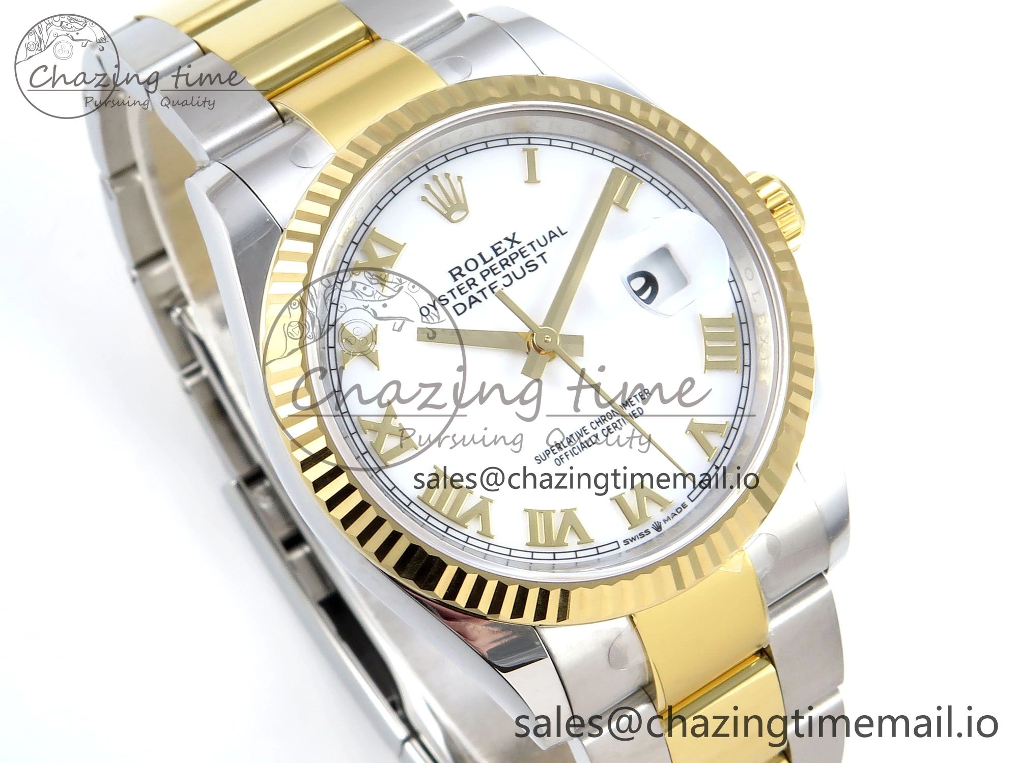 DateJust 36 126233 EWEF Best Edition White Roman Dial on SS YG Oyster Bracelet A3235