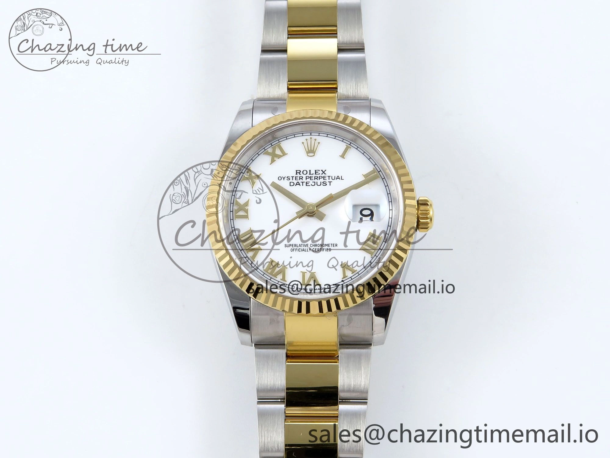 DateJust 36 126233 EWEF Best Edition White Roman Dial on SS YG Oyster Bracelet A3235